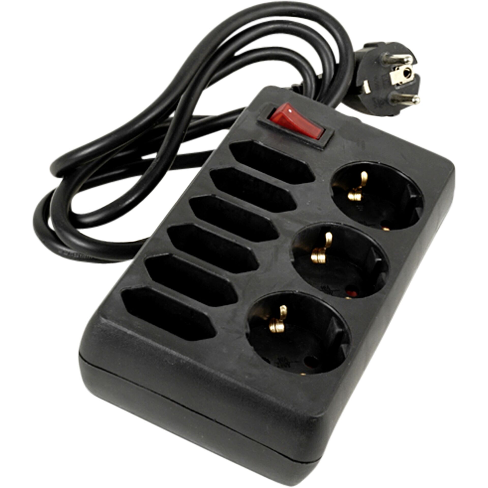 REV Socket line 9-fold 1,4 m w. switch black