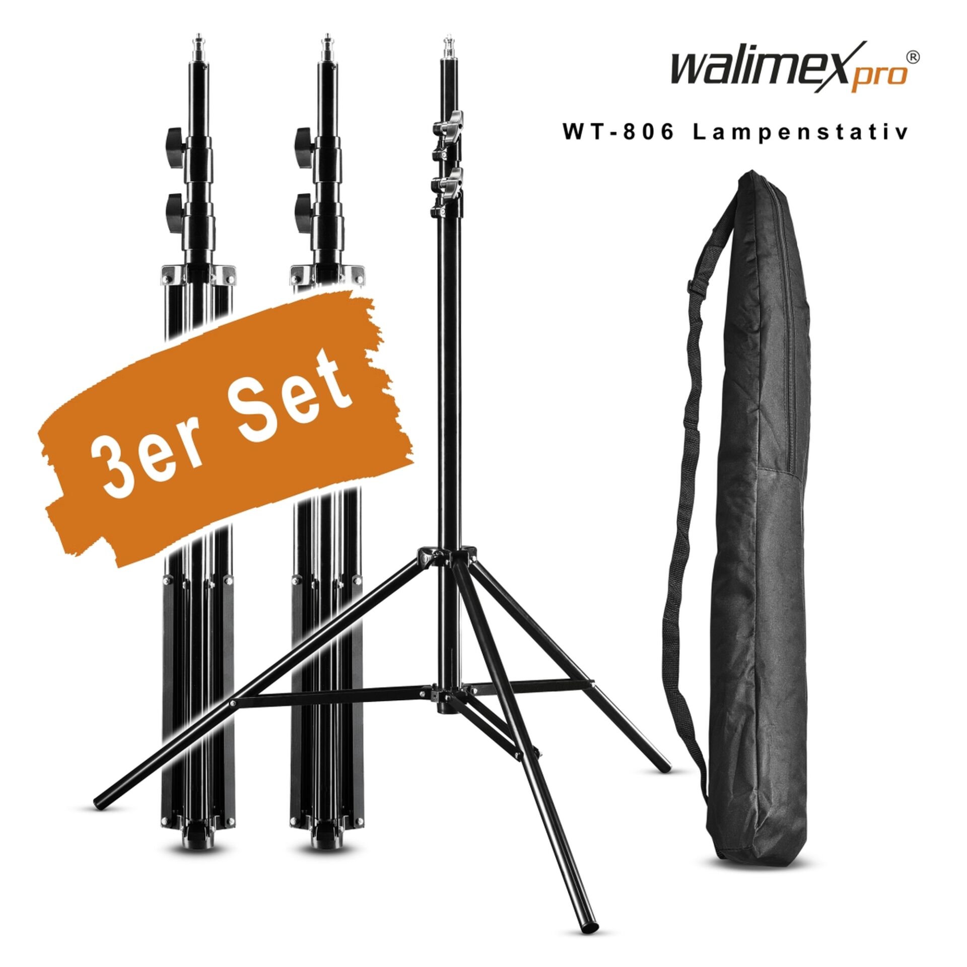 Walimex pro WT-806 Lamp Tripod 256cm 3-Pack