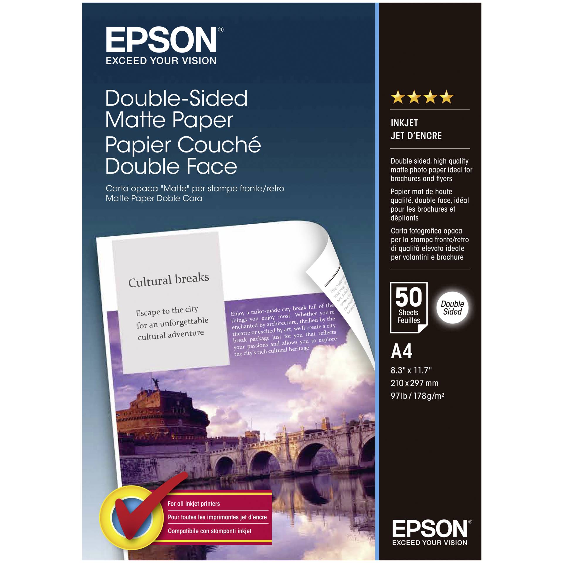 Epson Double Side Matte Paper A4, 50 Sheet, 178g S041569