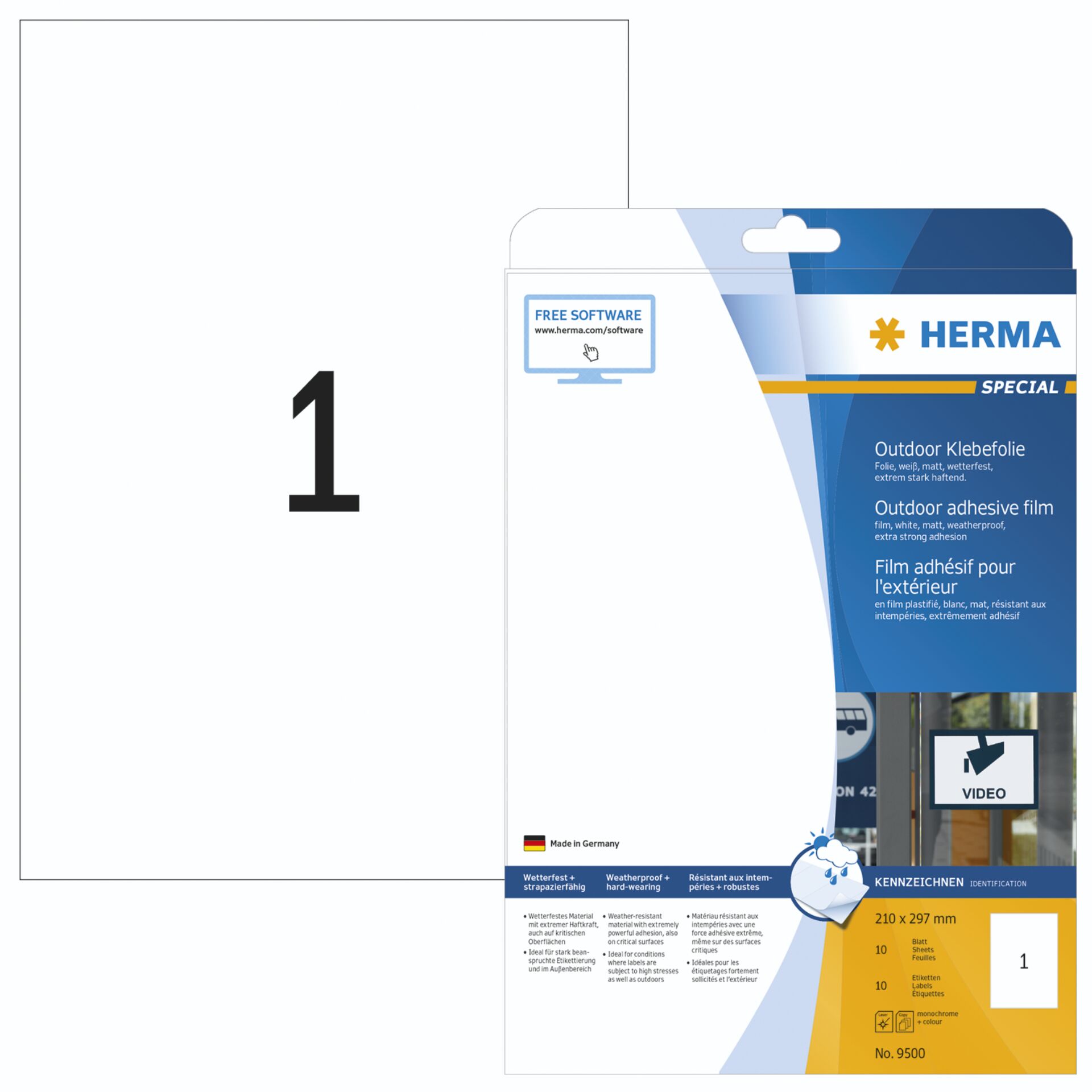 Herma Outdoor Adhesive Film 9500 210x297 50 sheets 10 pcs.