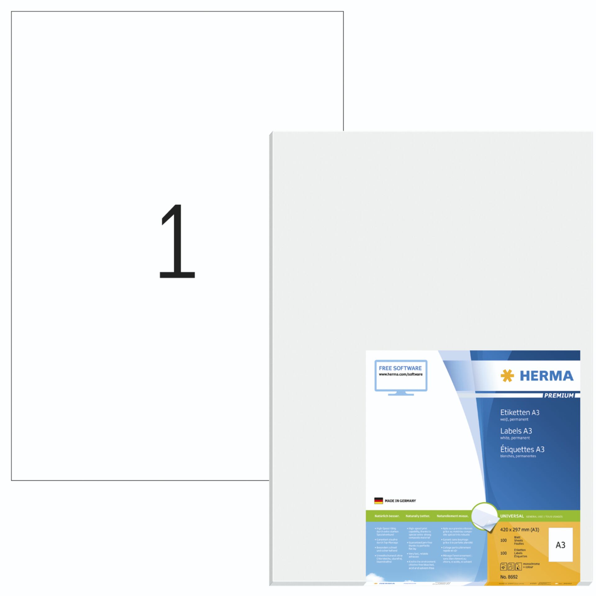 Herma Labels A3 420X297 100 Sheets DIN A3 100 pcs. 8692