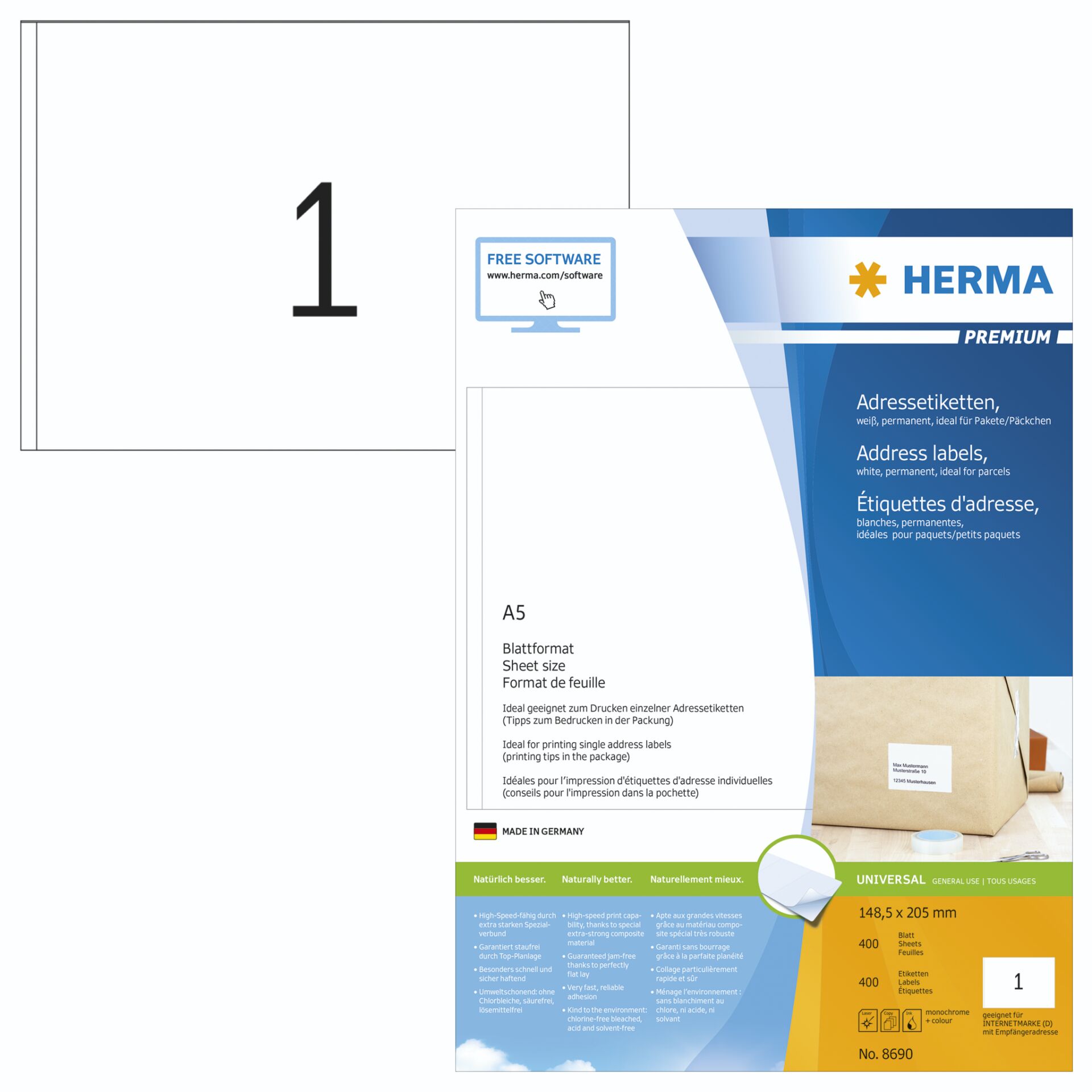 Herma Address Labels 148,5x205 400 Sheets DIN A5 400 pcs. 8690