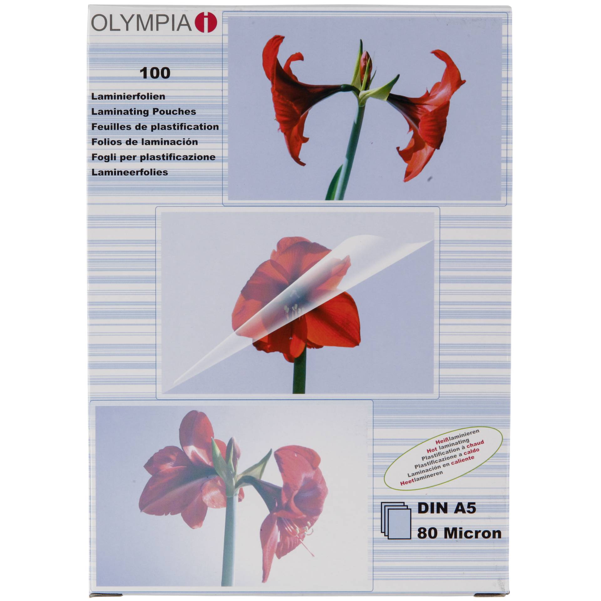 1x100 Olympia Laminating pouches DIN A5 80 micron 9167