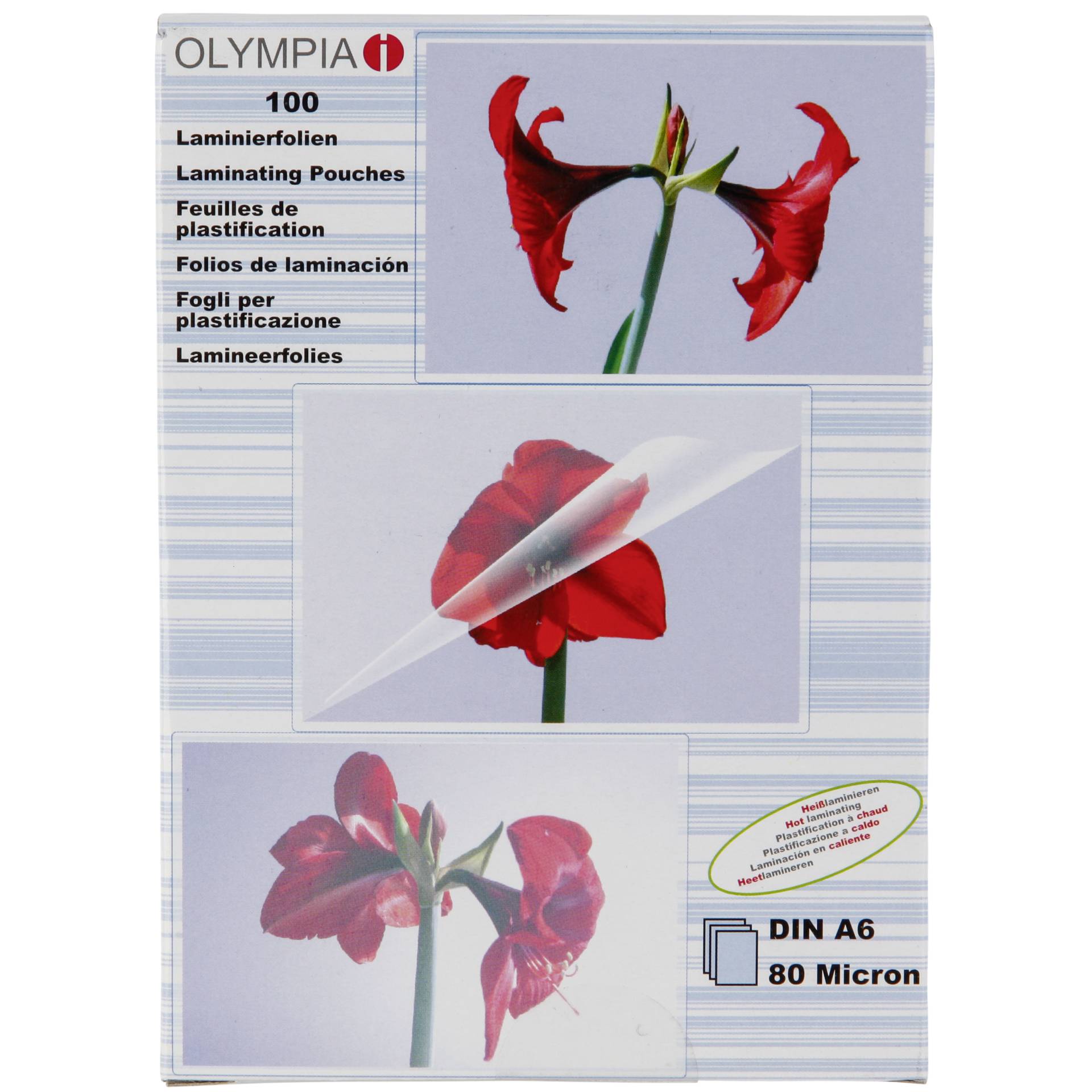 1x100 Olympia Laminating pouches DIN A6 80 micron 9168