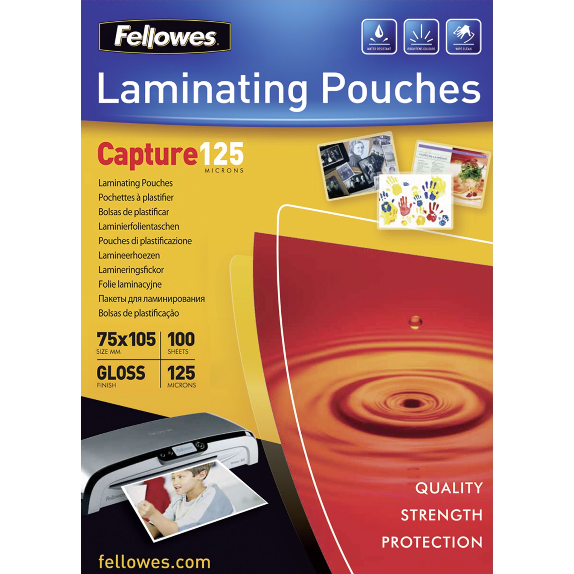 Fellowes Glossy 125 Micron Card Laminating Pouch 75x105 mm