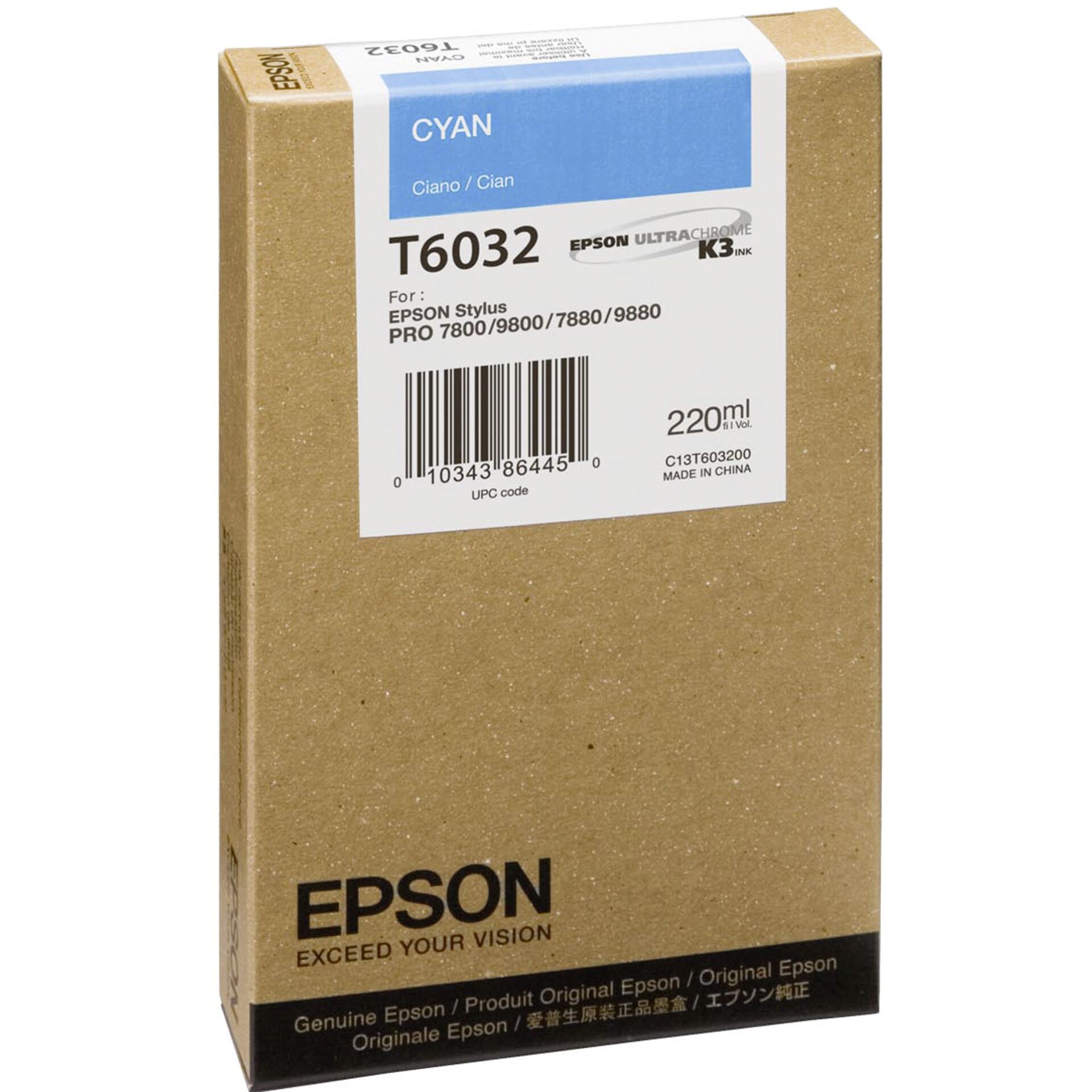 Epson ink cartridge cyan T 603 220 ml T 6032