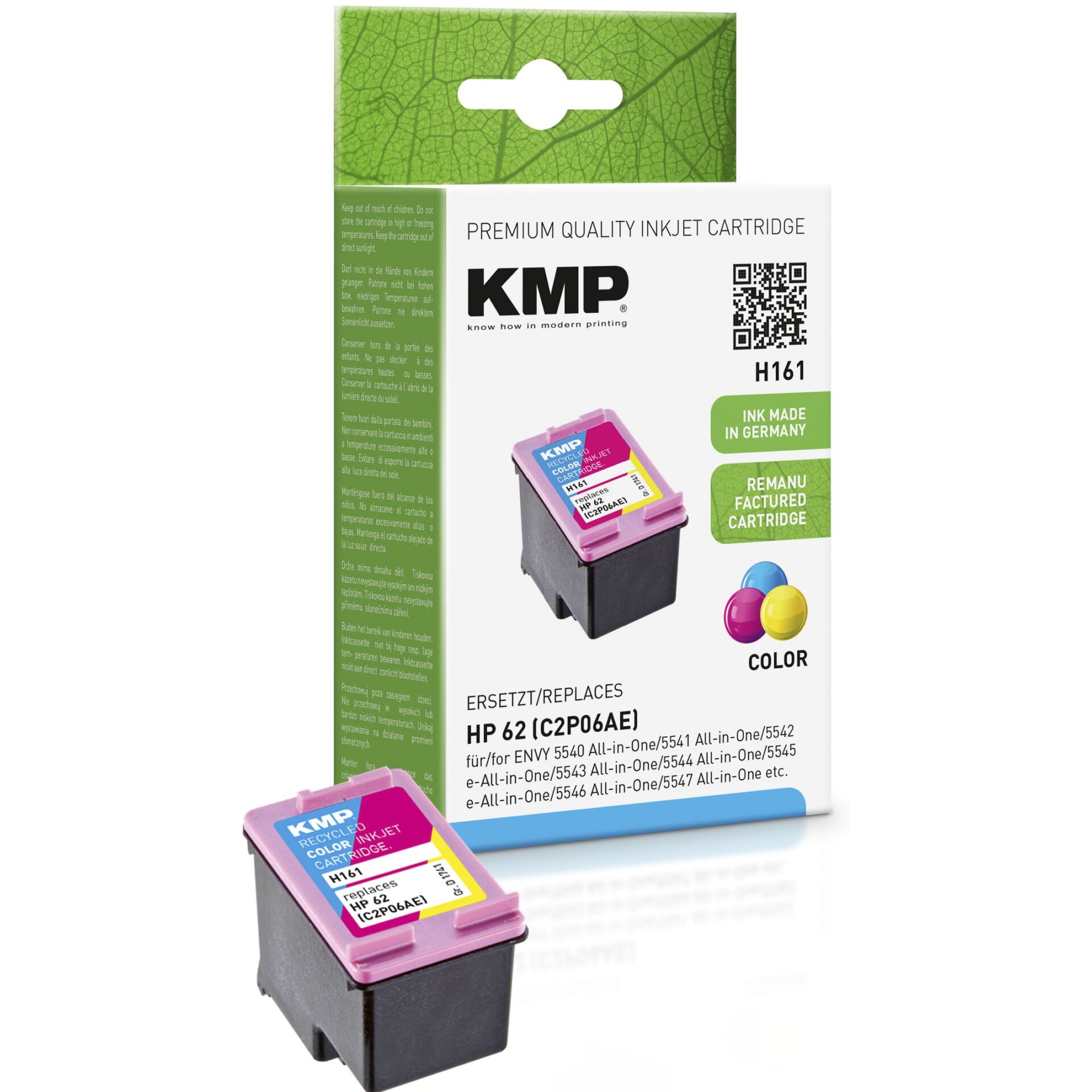 KMP H161 ink cartridge 3-colours compatible mit HP C2P06AE No. 62