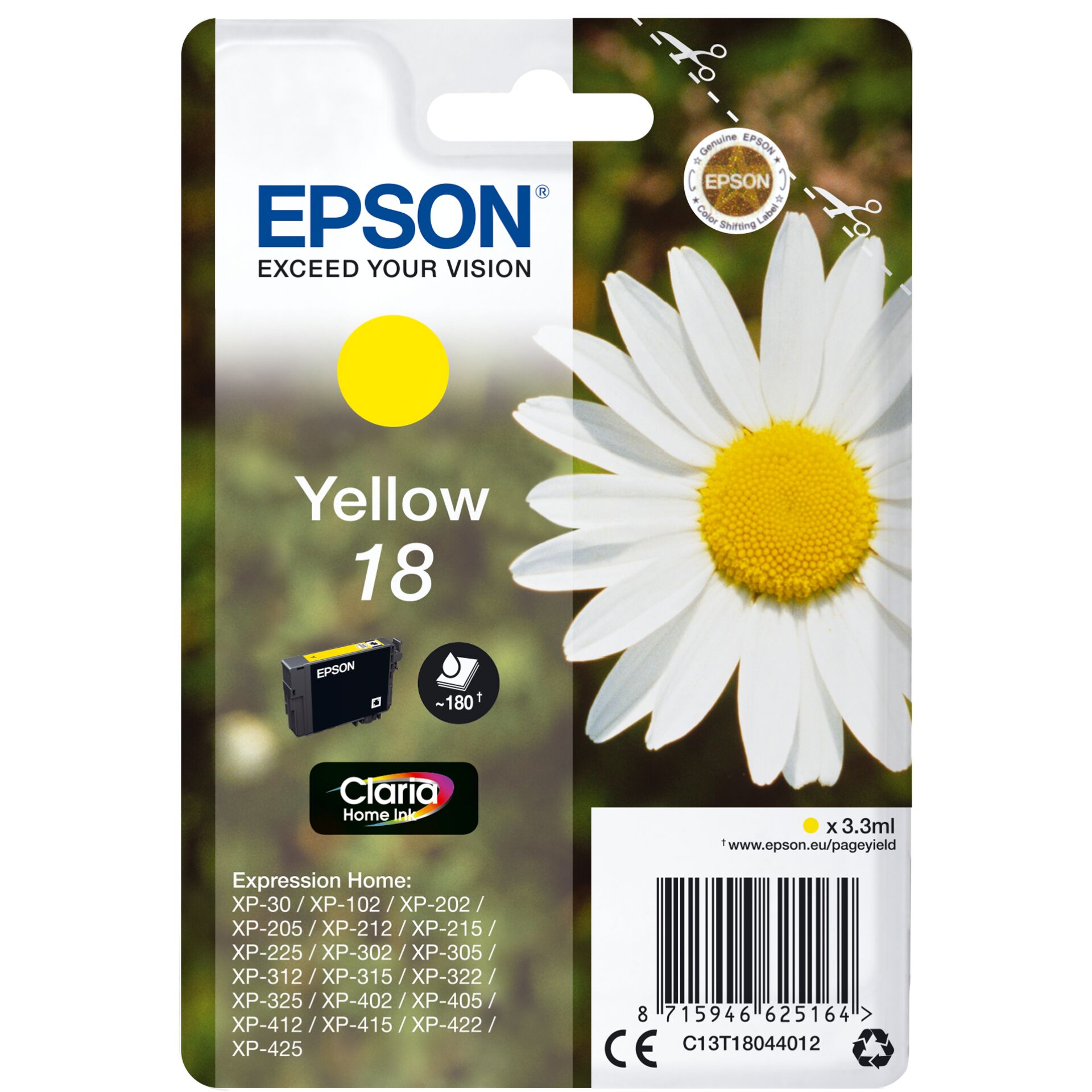 Epson ink cartridge yellow Claria Home T 180 T 1804