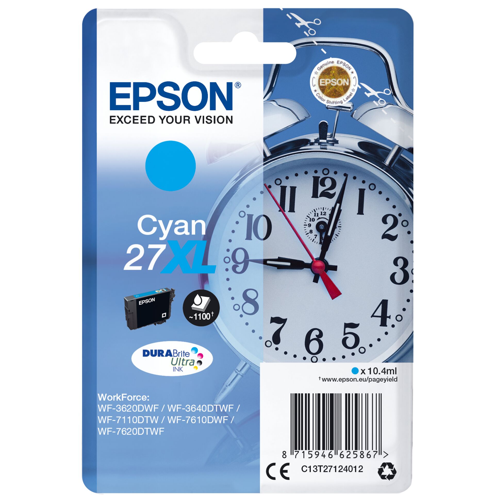 Epson DURABrite Ultra Ink 27 XL ink cartridge cyan T 2712