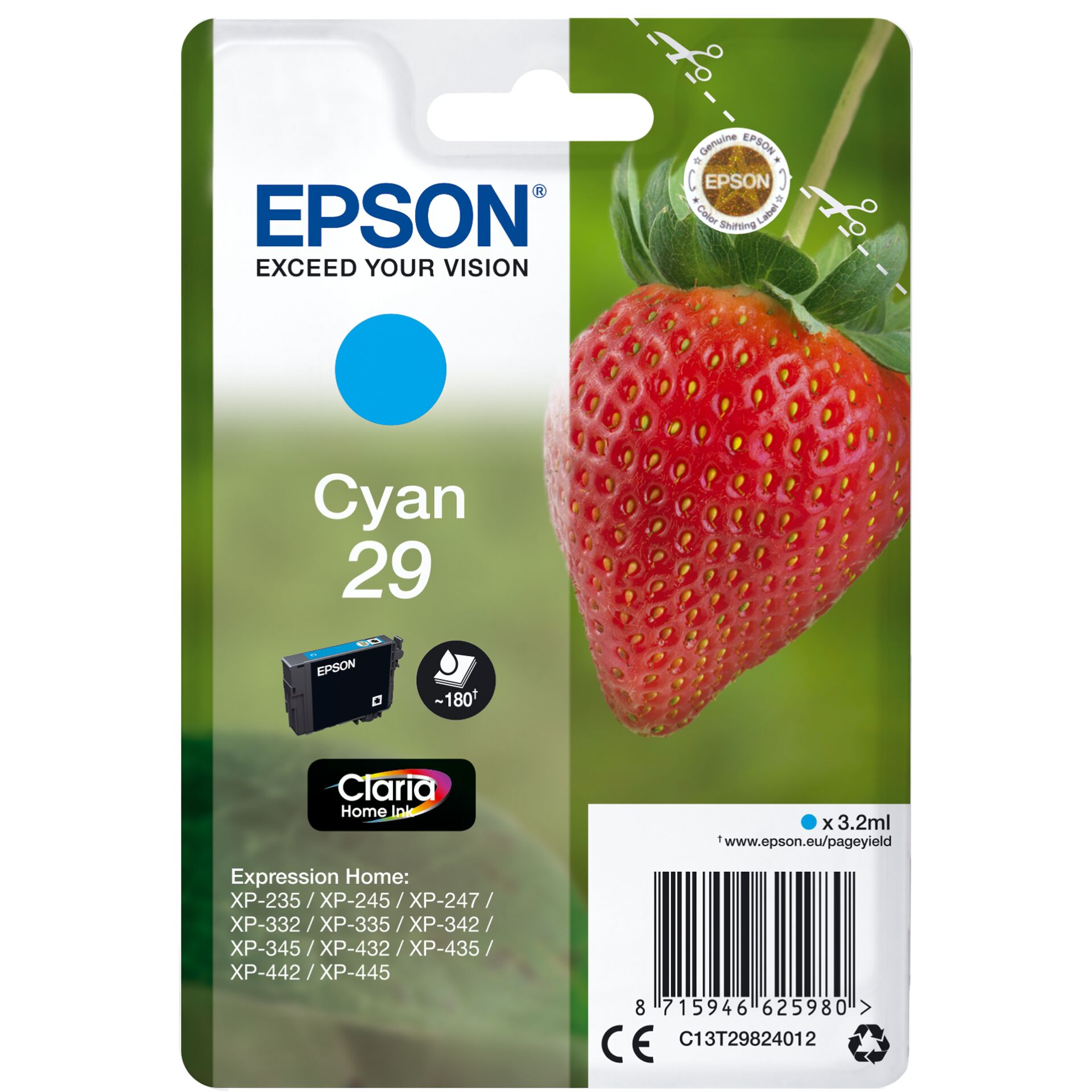 Epson ink cartridge cyan Claria Home 29 T 2982