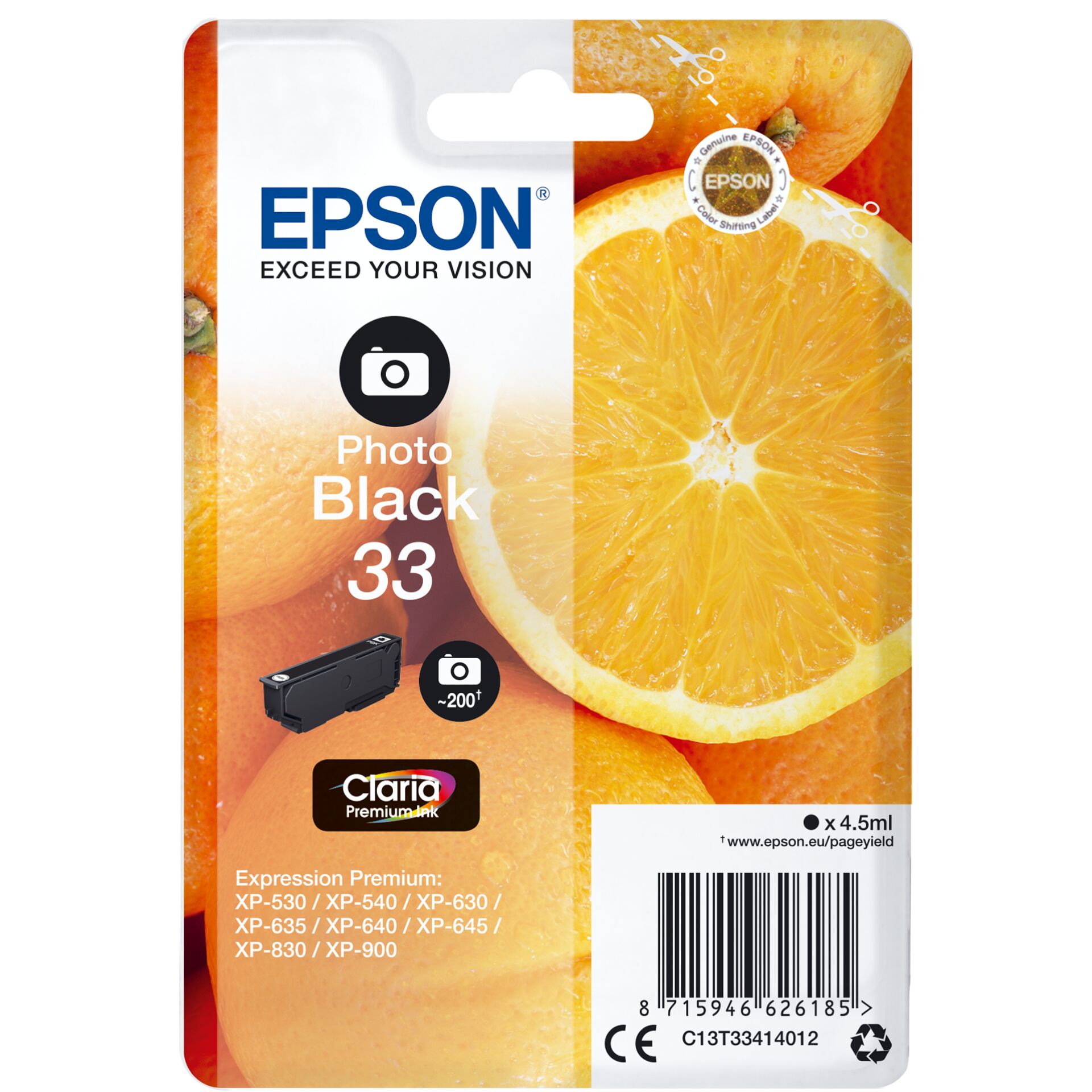 Epson ink cartridge photo black Claria Premium 33 T 3341