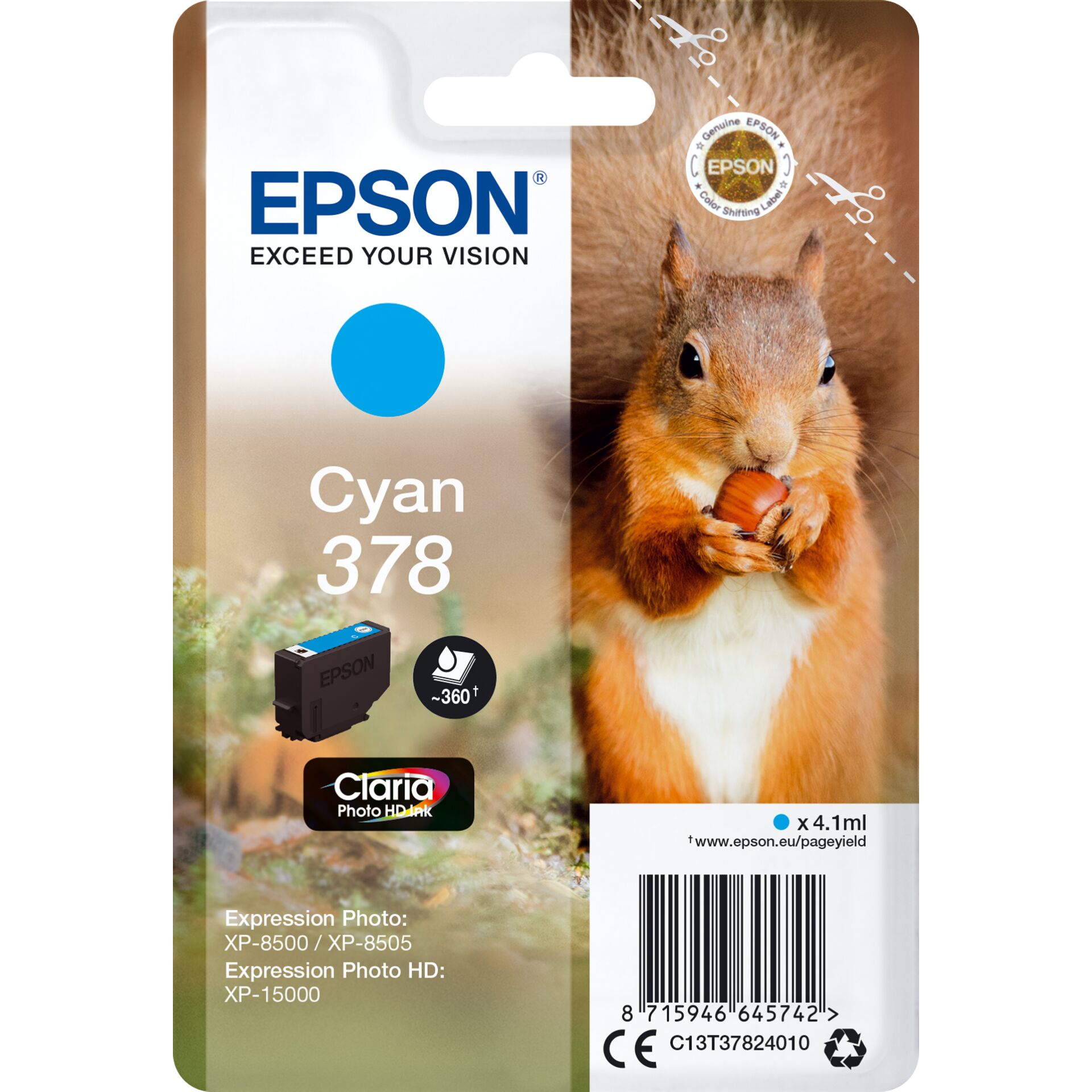Epson ink cartridge cyan Claria Photo HD 378 T 3782