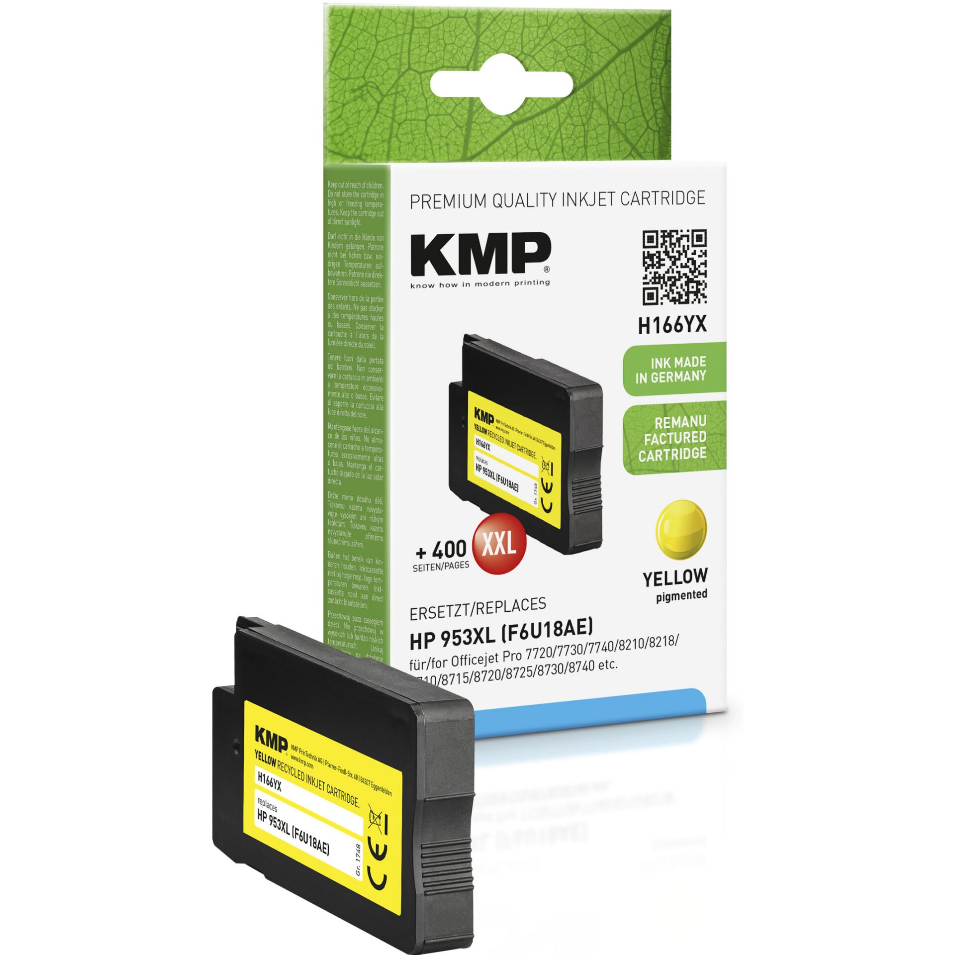 KMP H166YX ink cartridge yellow compatible with HP F6U18AE