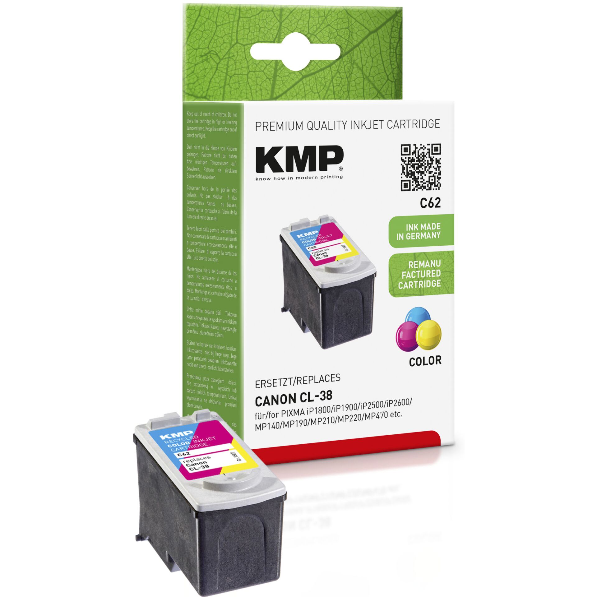 KMP C62 ink cartridge color compatible with Canon CL-38