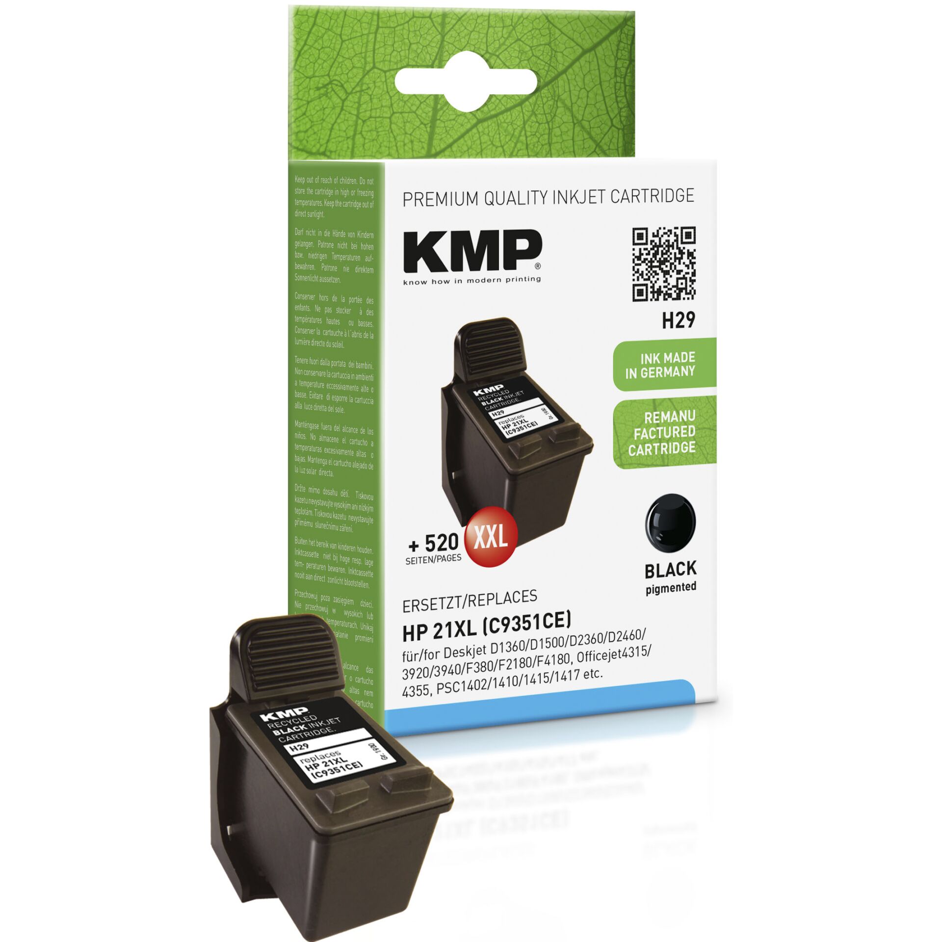 KMP H29 ink cartridge black compatible with HP C 9351 AE