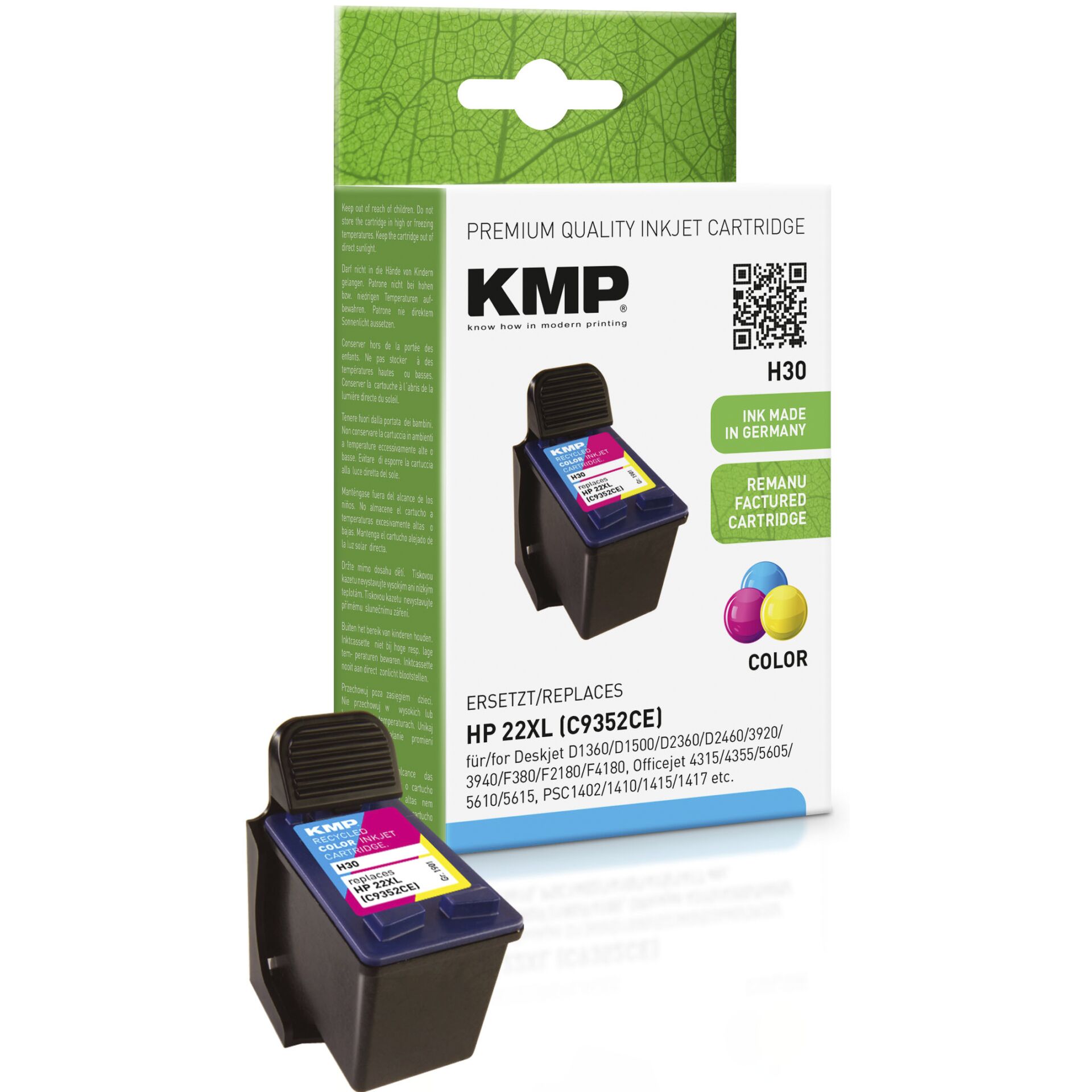 KMP H30 ink cartridge color compatible with HP C 9352 AE