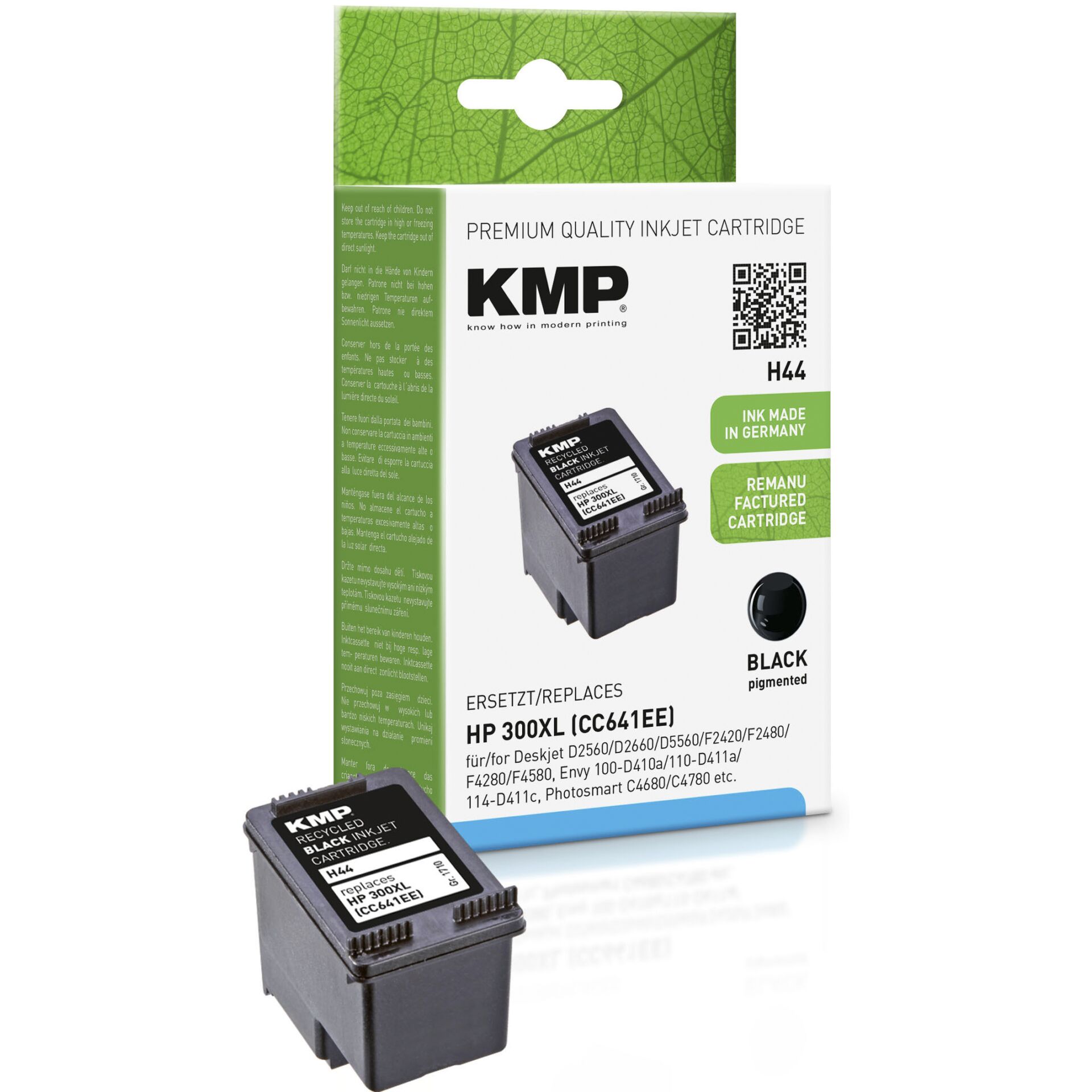 KMP H44 ink cartridge black comp. w. HP CC 641 EE No. 300XL