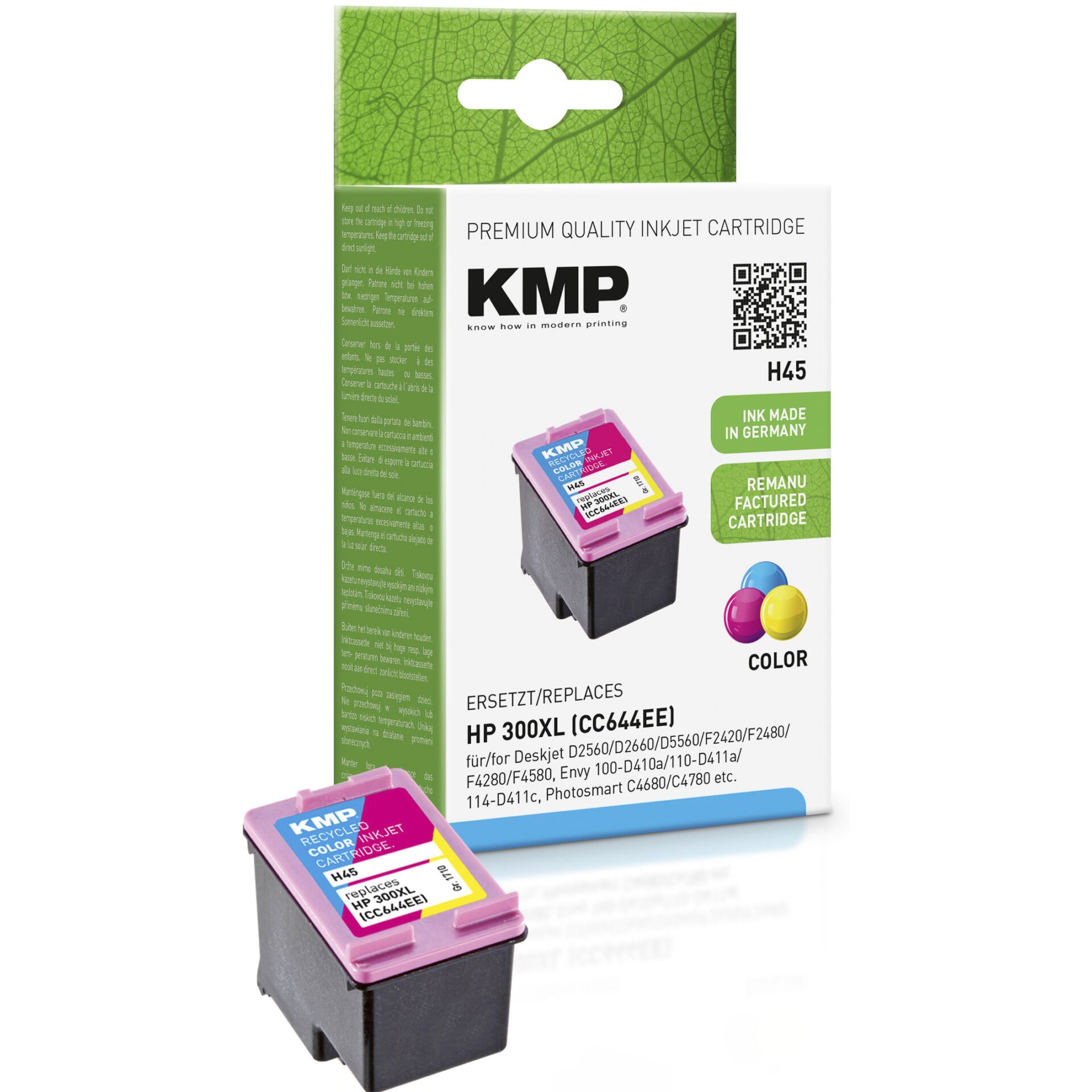 KMP H45 ink cartridge color comp. w. HP CC 644 EE No. 300XL