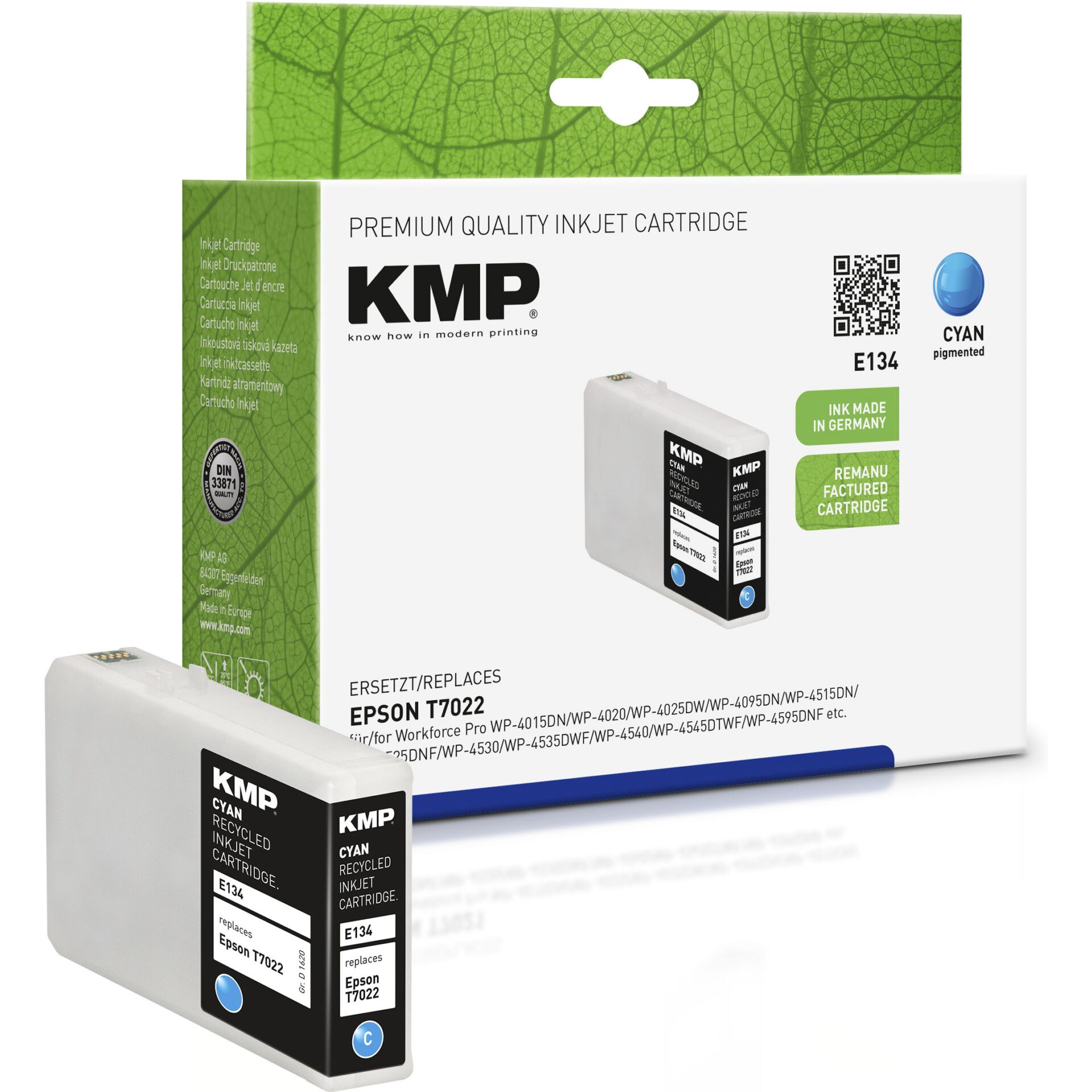 KMP E134 ink cartridge cyan compatible with Epson T7022