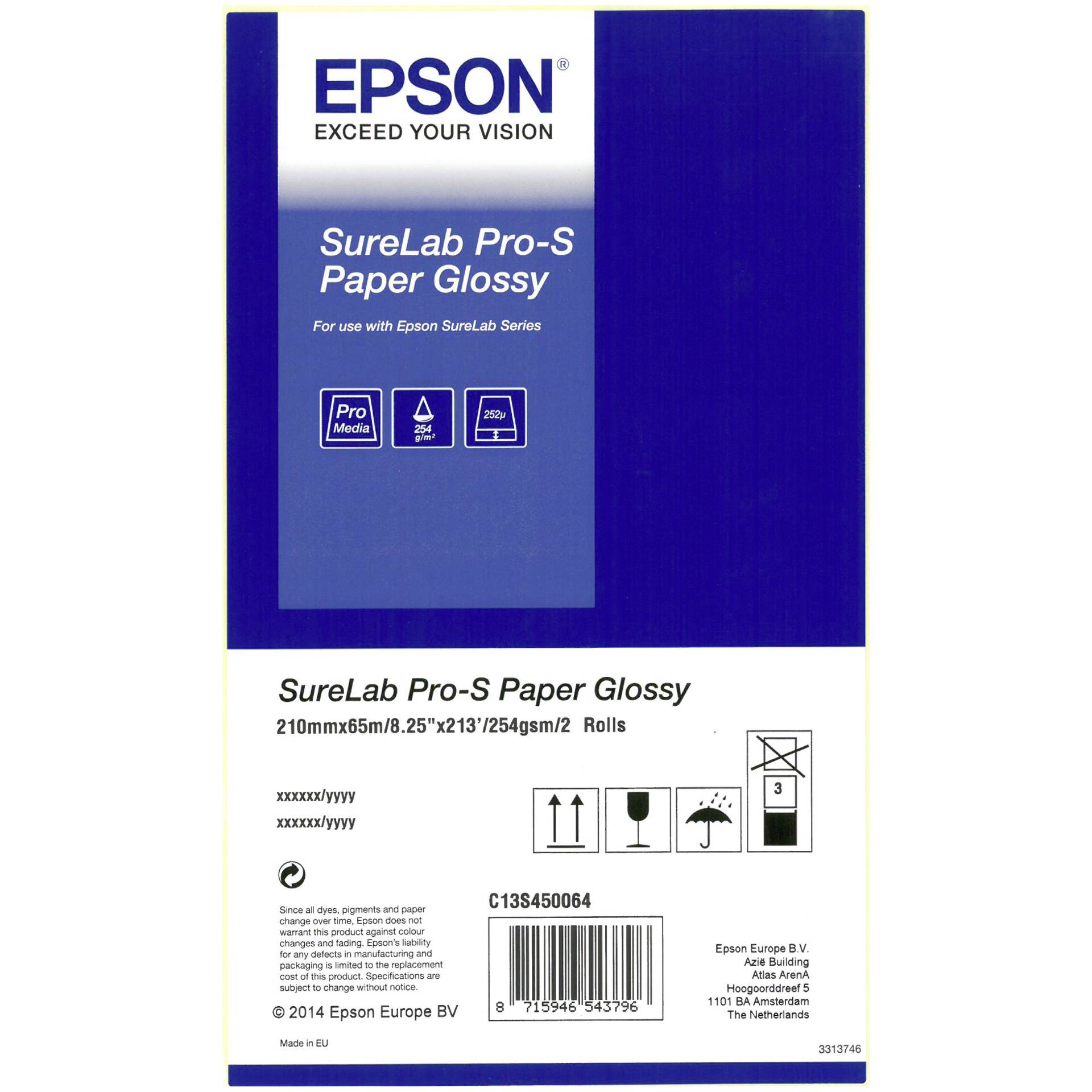 1x2 Epson SureLab Pro-S Paper Glossy A4 x 65 m 252 g