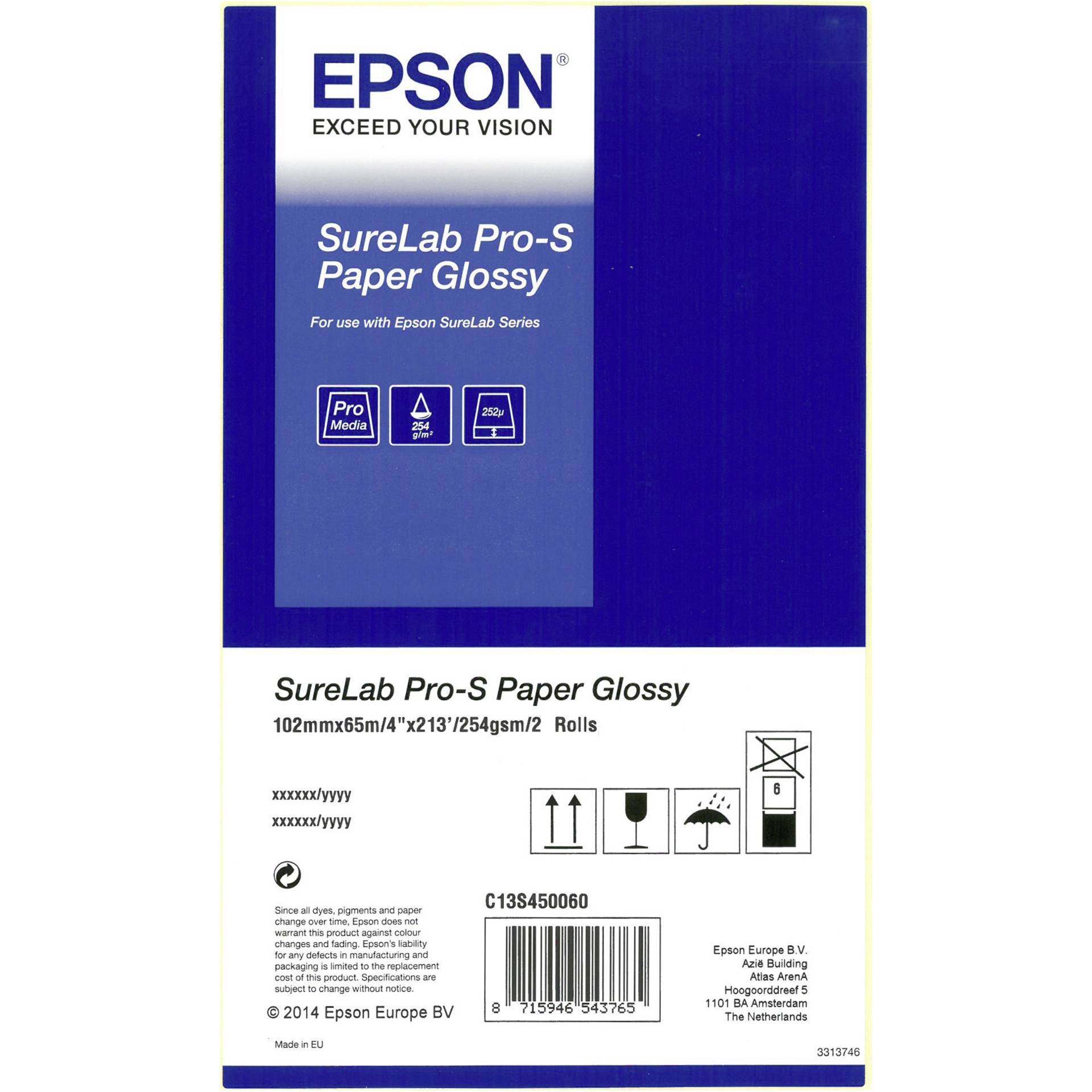 1x2 Epson SureLab Pro-S Paper Glossy 102 mm x 65 m 254 g BP