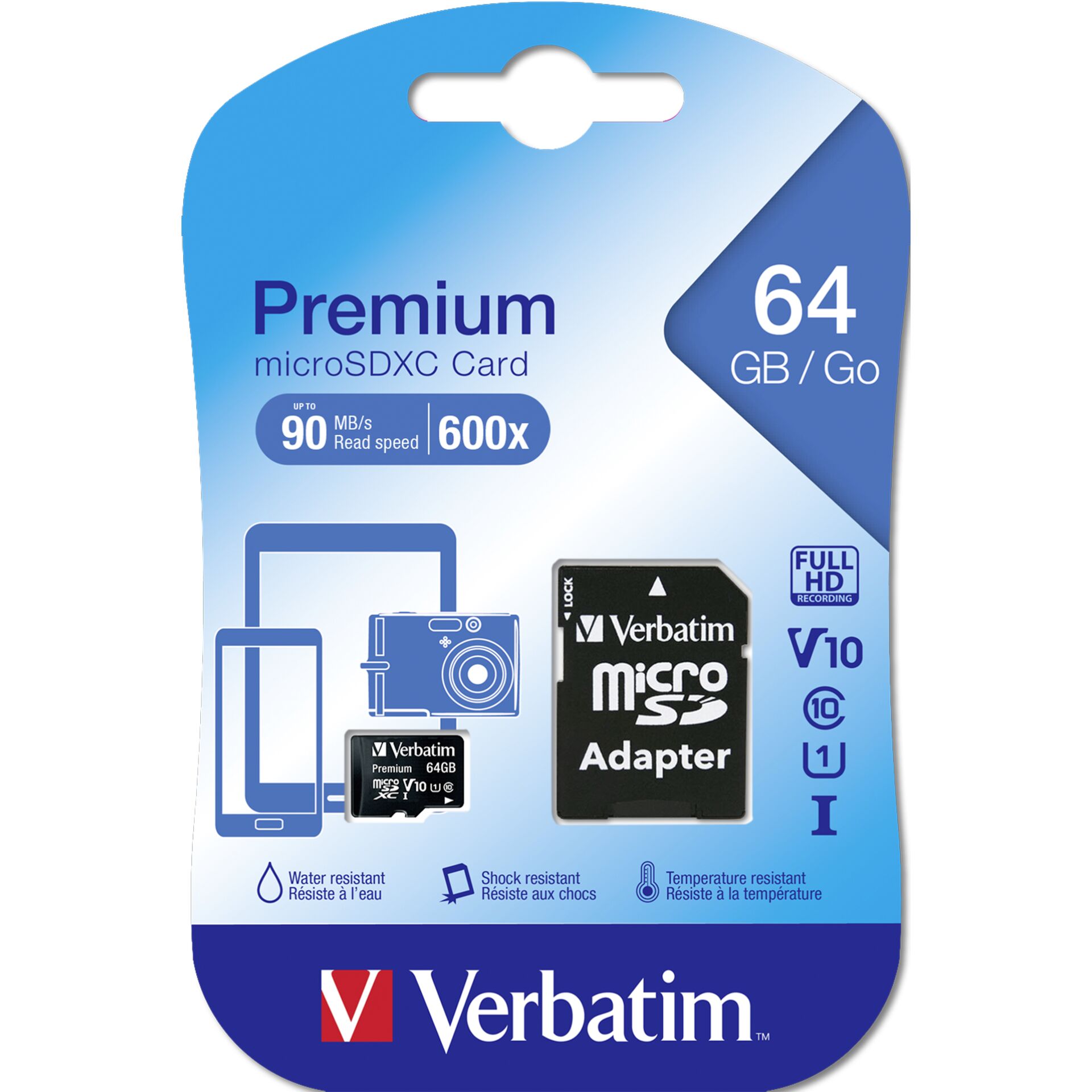 Verbatim microSDXC 64GB Class 10 UHS-I incl Adapt. 44084