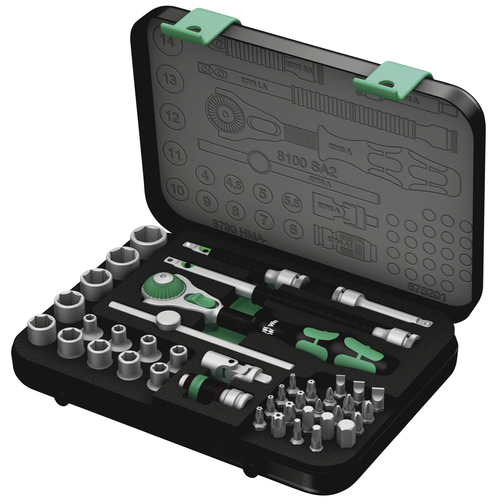 WERA 8100 SA 2 Zyklop Speed Ratched set 1/4 drive