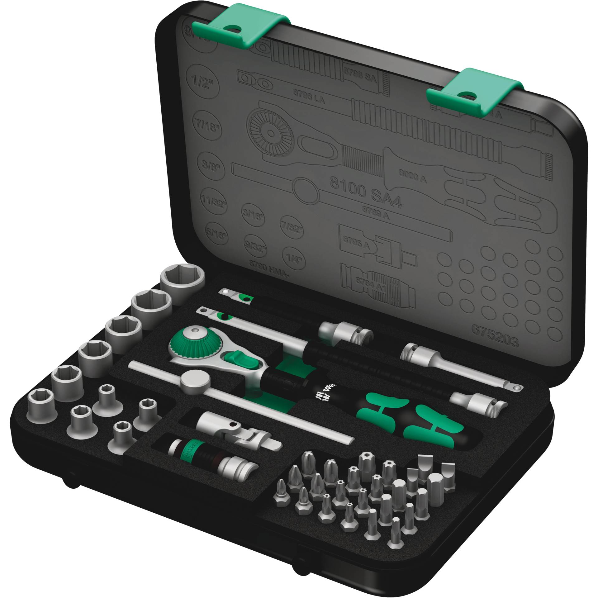 Wera 8100 SA 4 Zyklop Speed Ratchet Set, 1/4 Drive imperial