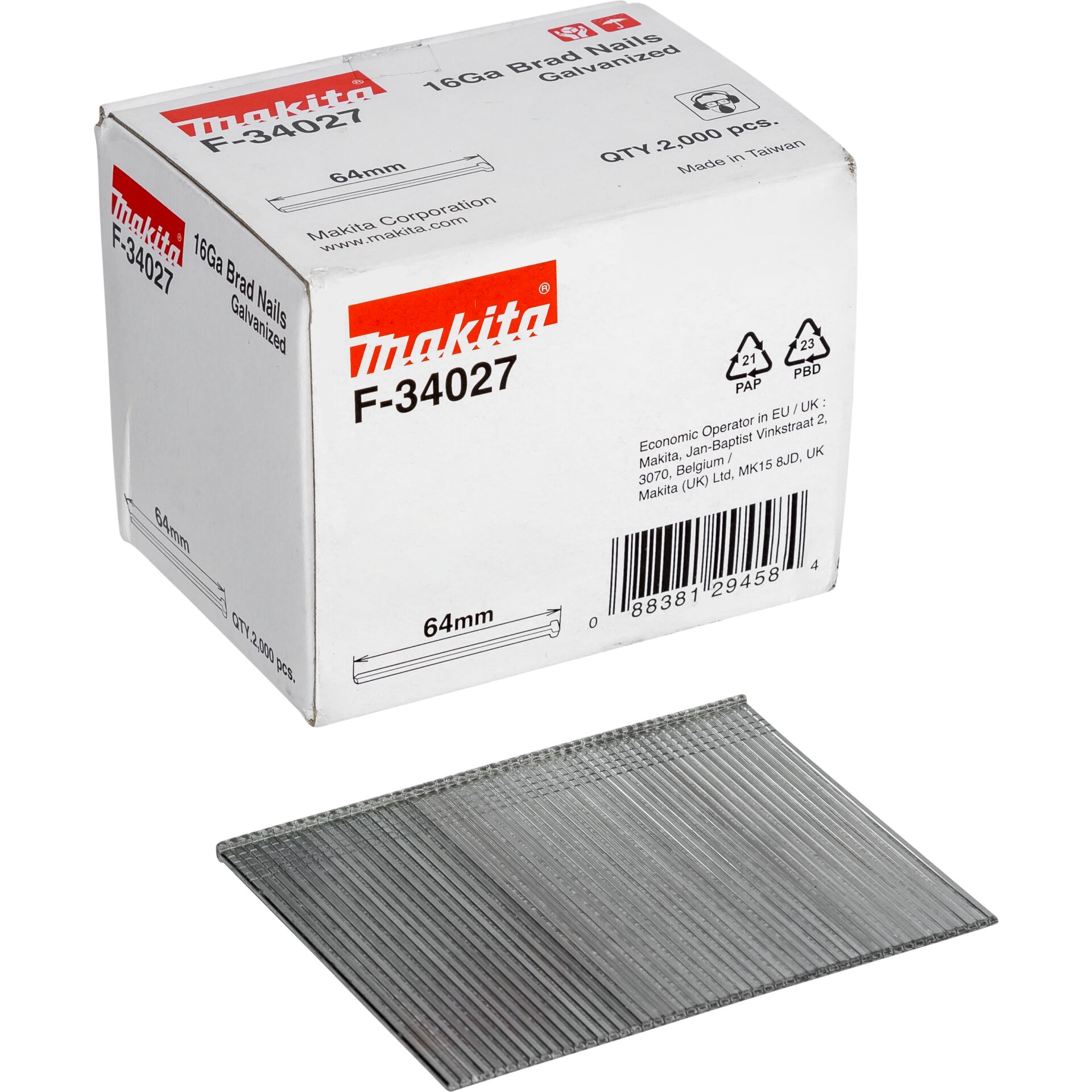 Makita Gauge Brad Nails 1,6x64mm F-34027 2000 pcs.