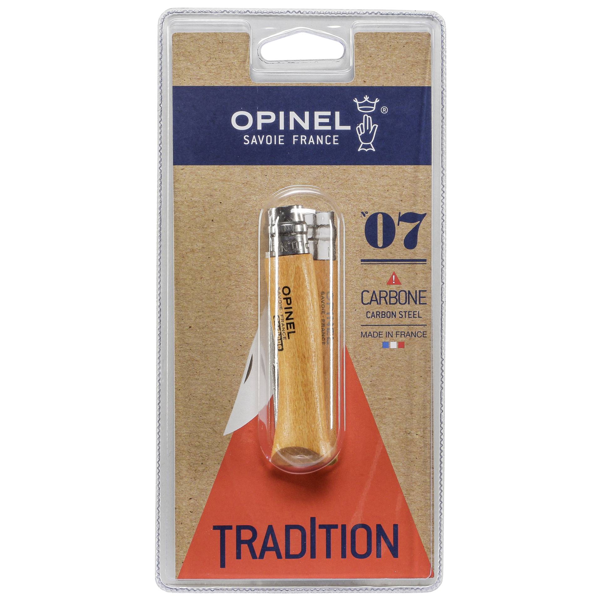 Opinel pocket knife No. 07 carbon w. wood handle