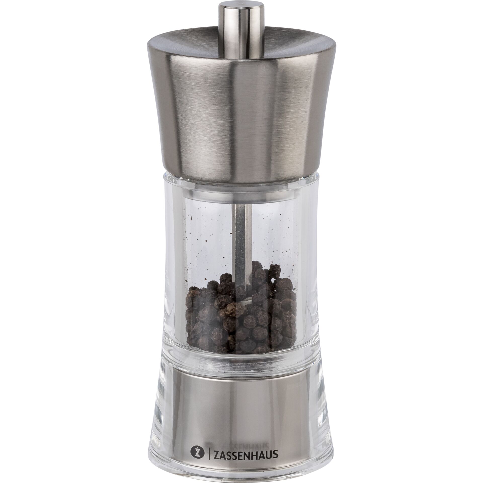Zassenhaus Pepper Mill Aachen Acrylic Glass/Inox 14 cm