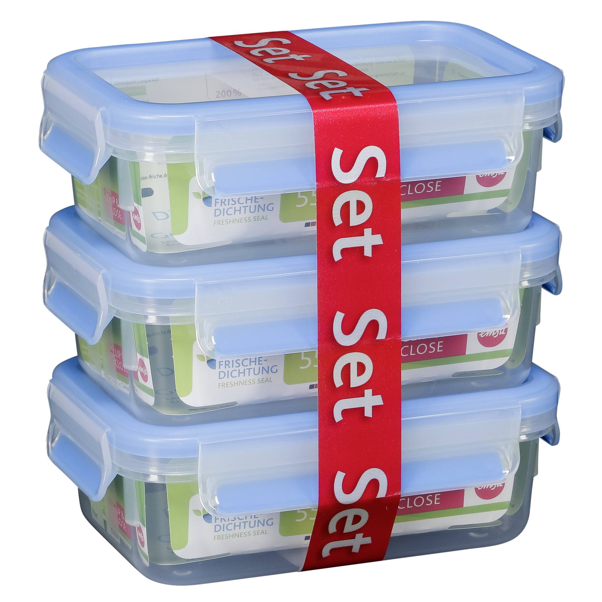 Emsa Food Clip&Close transp./blue 3p Pack 0,55L