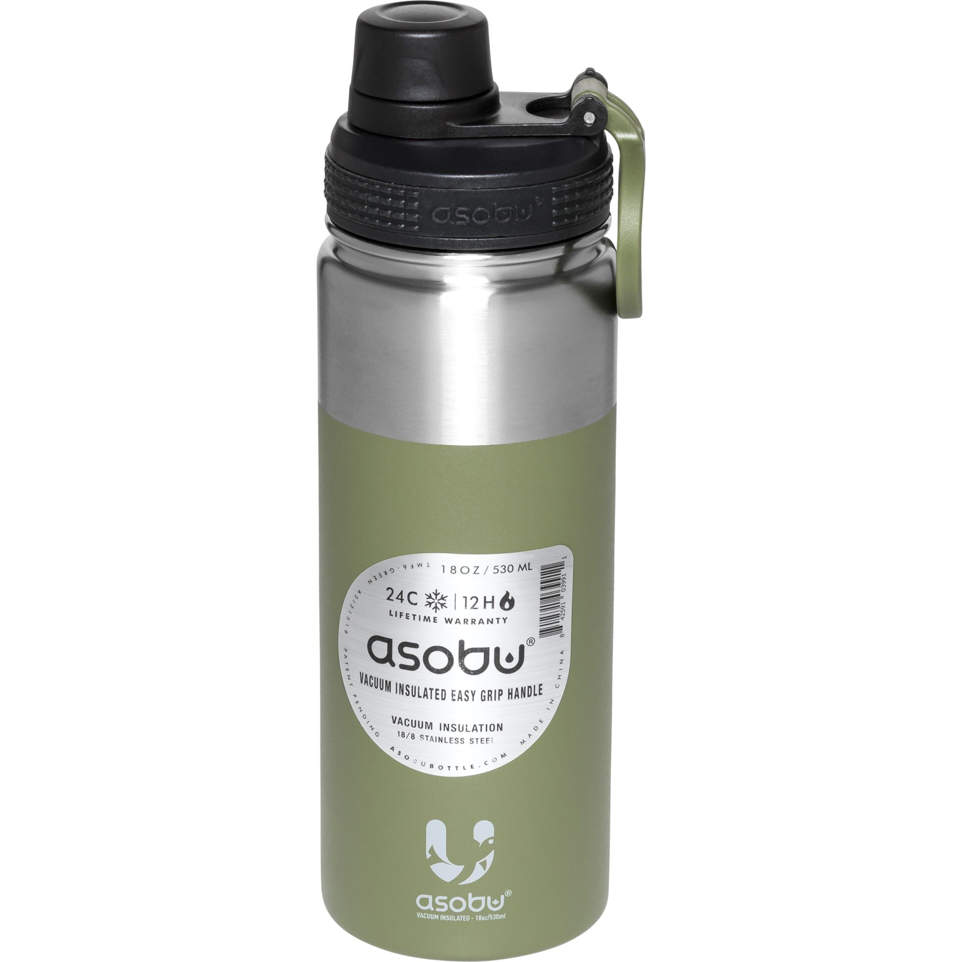 Asobu Alpine Flask Bottle Green, 0.53 L