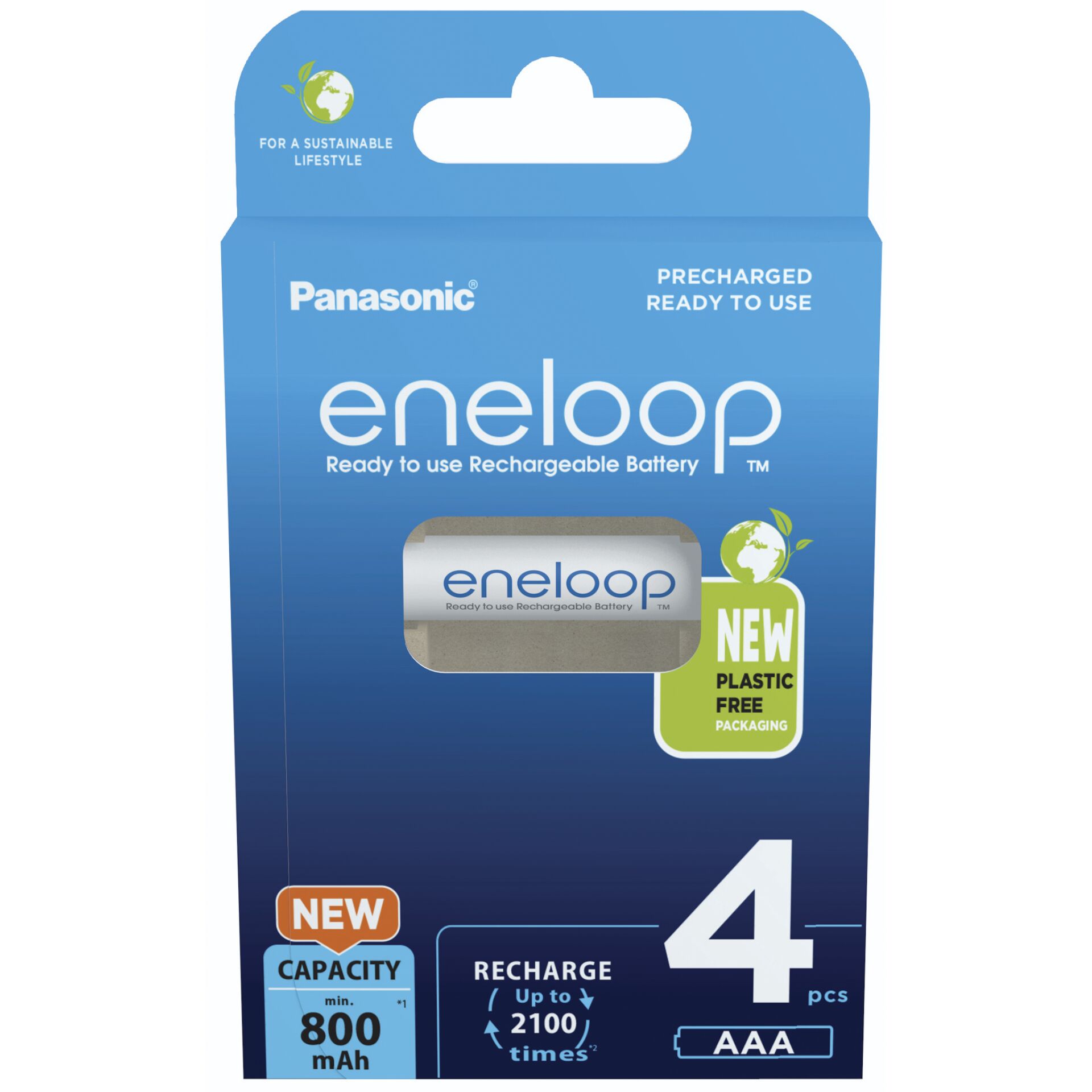 1x4 Panasonic Eneloop Micro AAA 800mAh BK-4MCDE/4BE