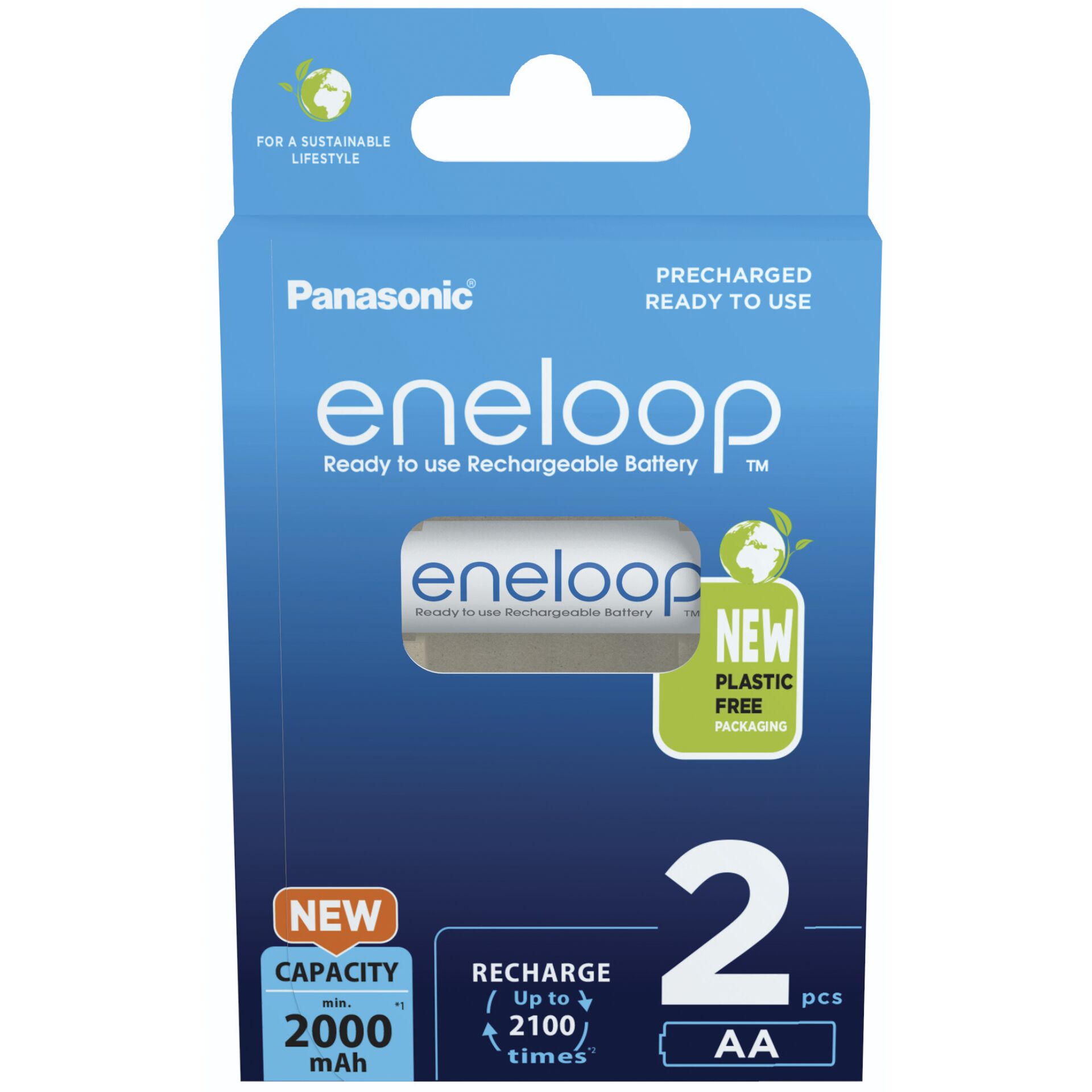 1x2 Panasonic Eneloop Mignon AA 2000mAh Ni-MH BK-3MCDE/2BE