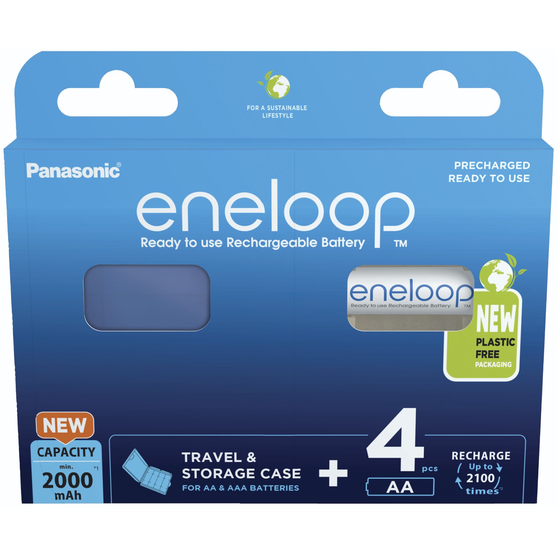 1x4 Panasonic Eneloop Mignon AA 2000mAh + Akkubox BK-3MCDEC4BE