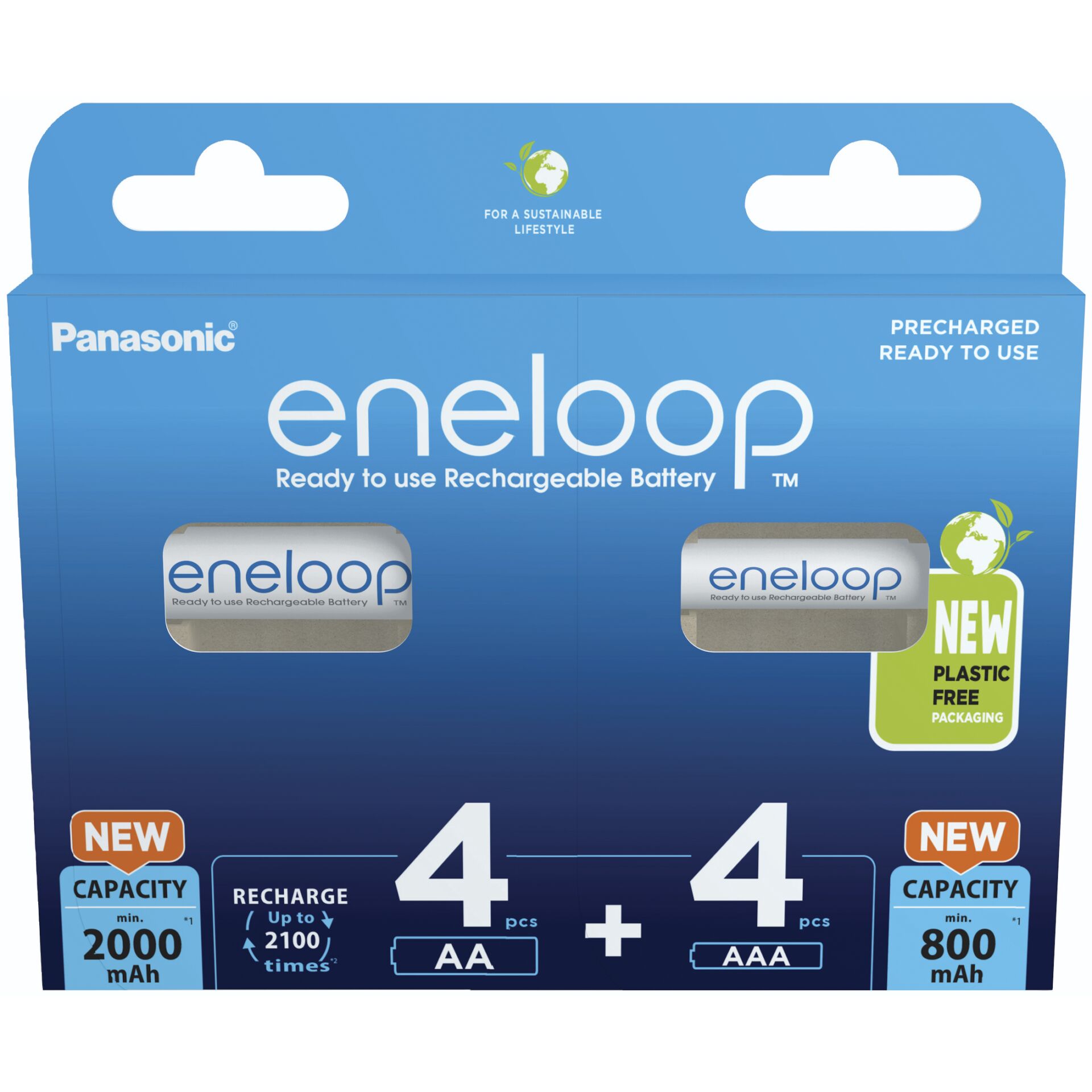2x4 Panasonic Eneloop Combipack 4xAA + 4xAAA Accus BK-KJMCDE44E
