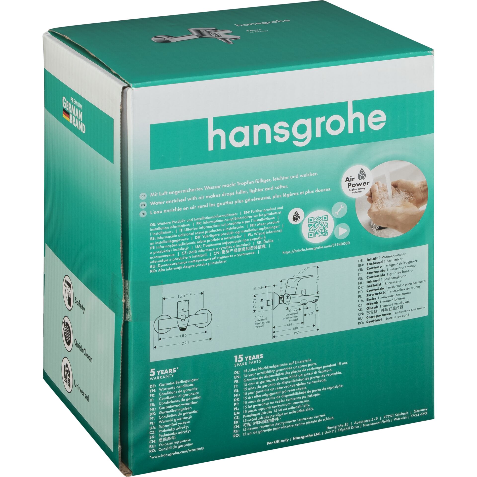 Hansgrohe Focus Single lever man bath Mixer Expo.Ins.DN15 Chrome