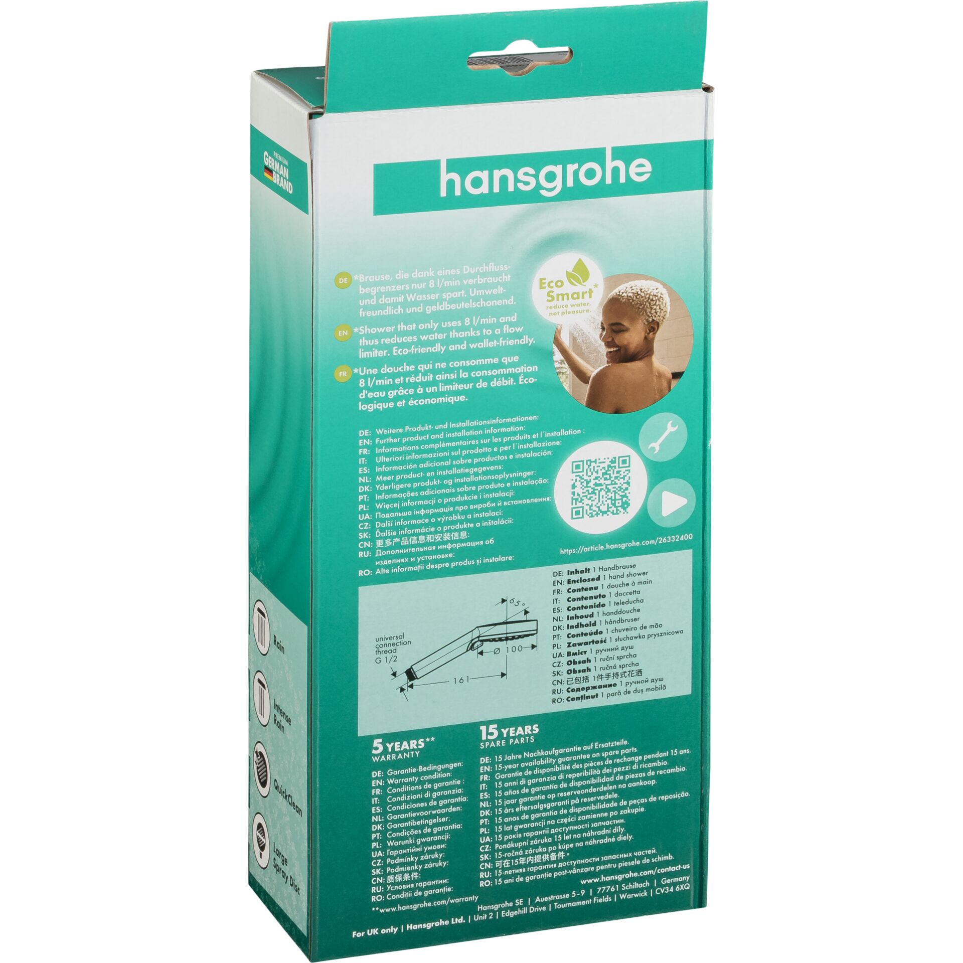 Hansgrohe Crometta Hand Shower Vario EcoSmart White /Chrome