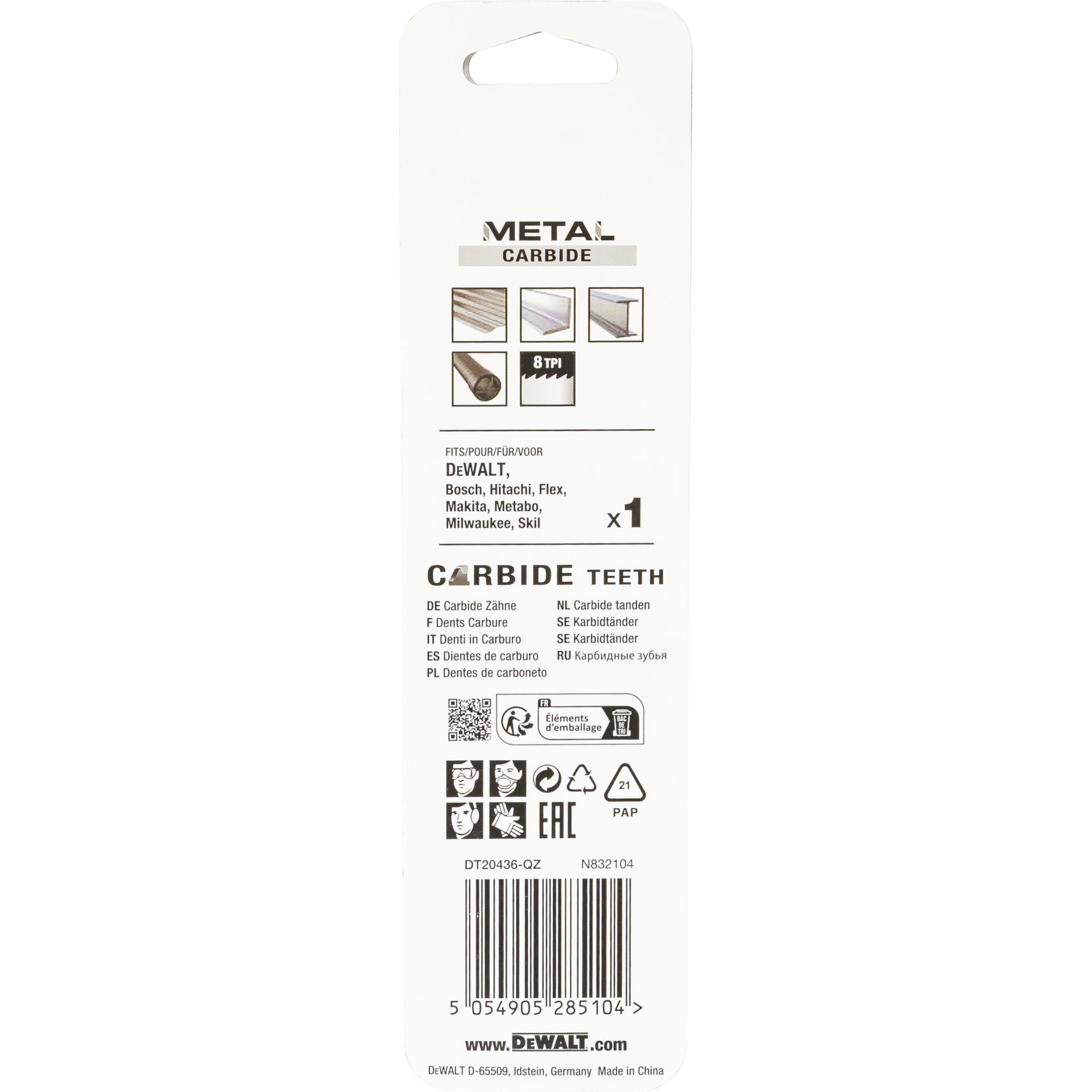 DeWalt DT20436-QZ Recip Blade 152mm
