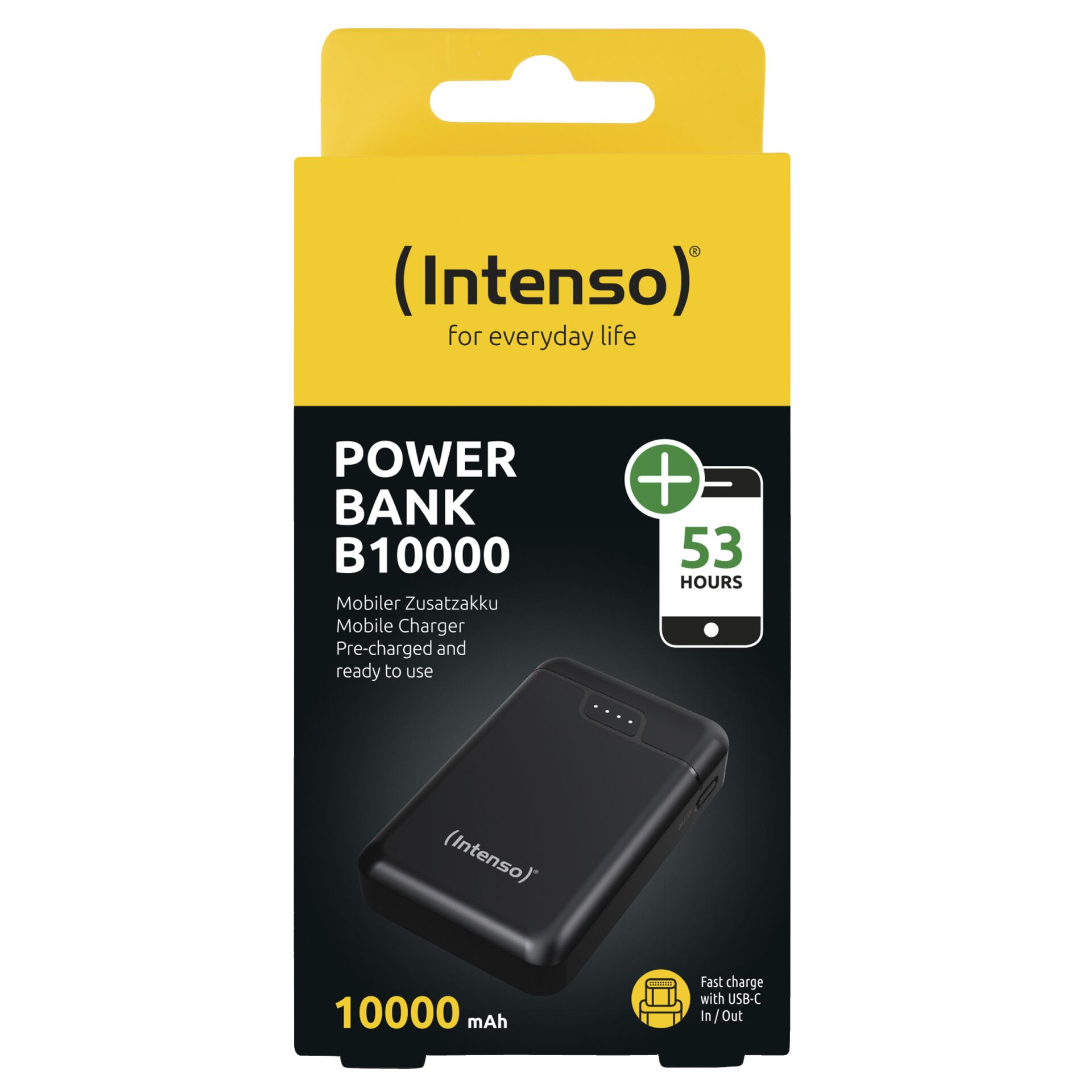 Intenso Powerbank B10000 Black 12W incl. USB-A to Type-C