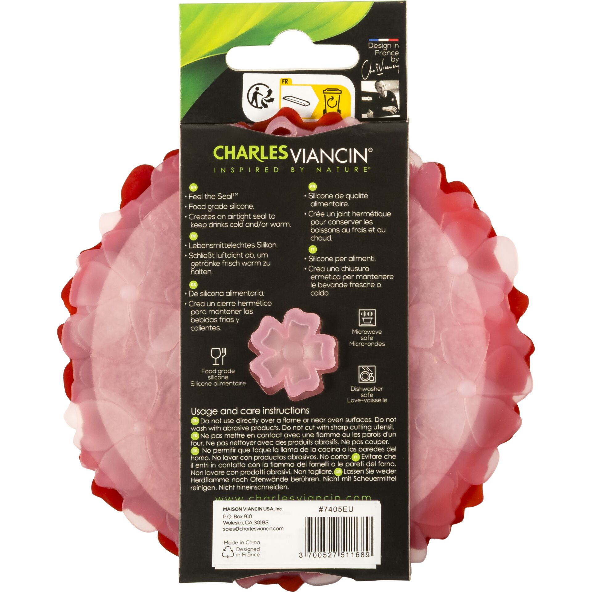 Charles Viancin GERANIUM 2 drink covers Silicone Bordeaux/Pink
