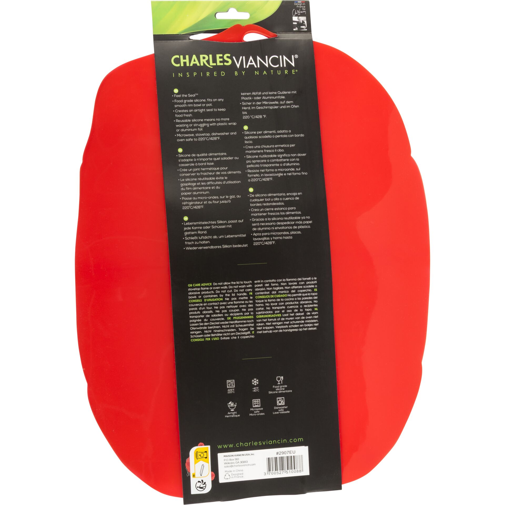 Charles Viancin Poppy 35x25 cm Silicone Lid Oblong red