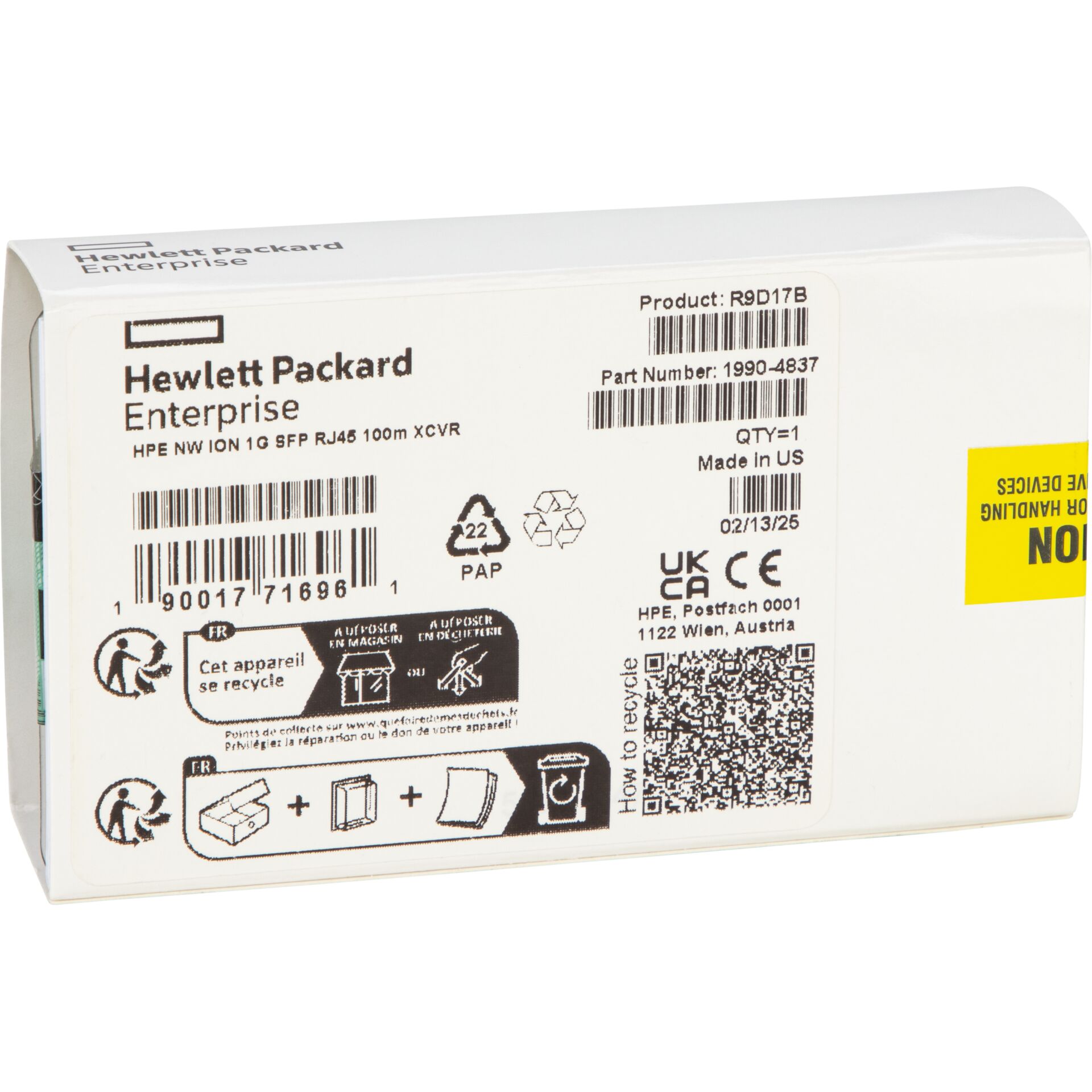 HPE Networking Instant On 1G SFP RJ45 100m Cat5e Tr.