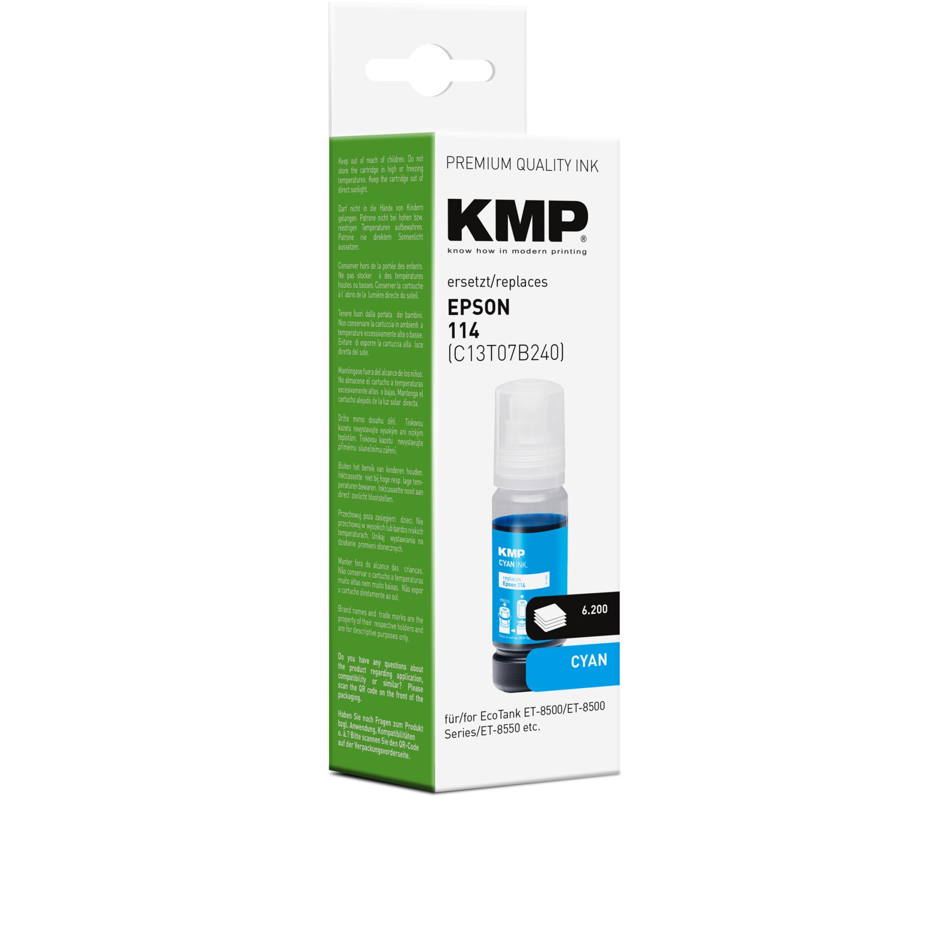 KMP Cyan Ink Bottle replaces Epson 114 T 07B2 70 ml