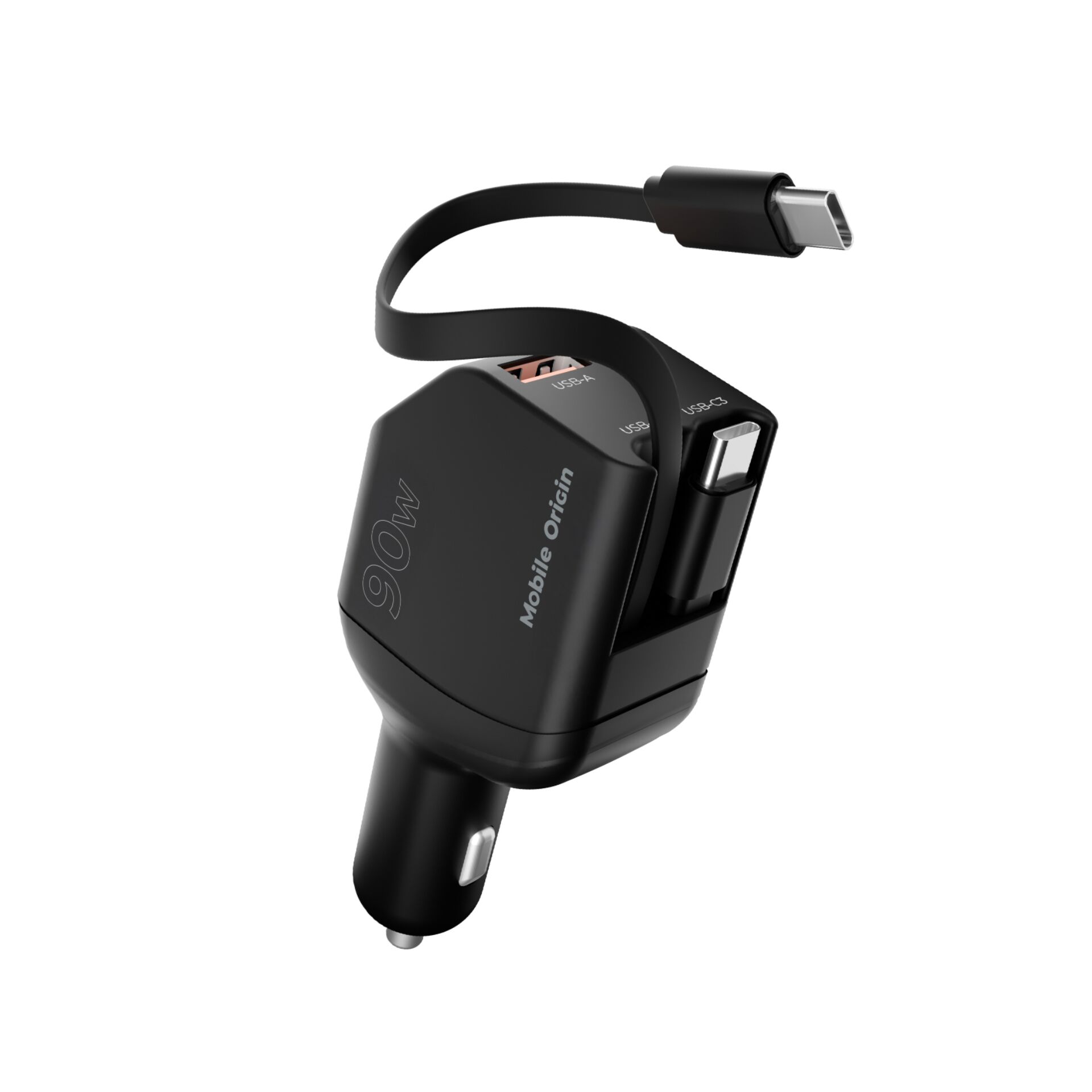 Mobile Origin 90W Car Charger CA22 USB-C+USB-A 2x cable 60cm