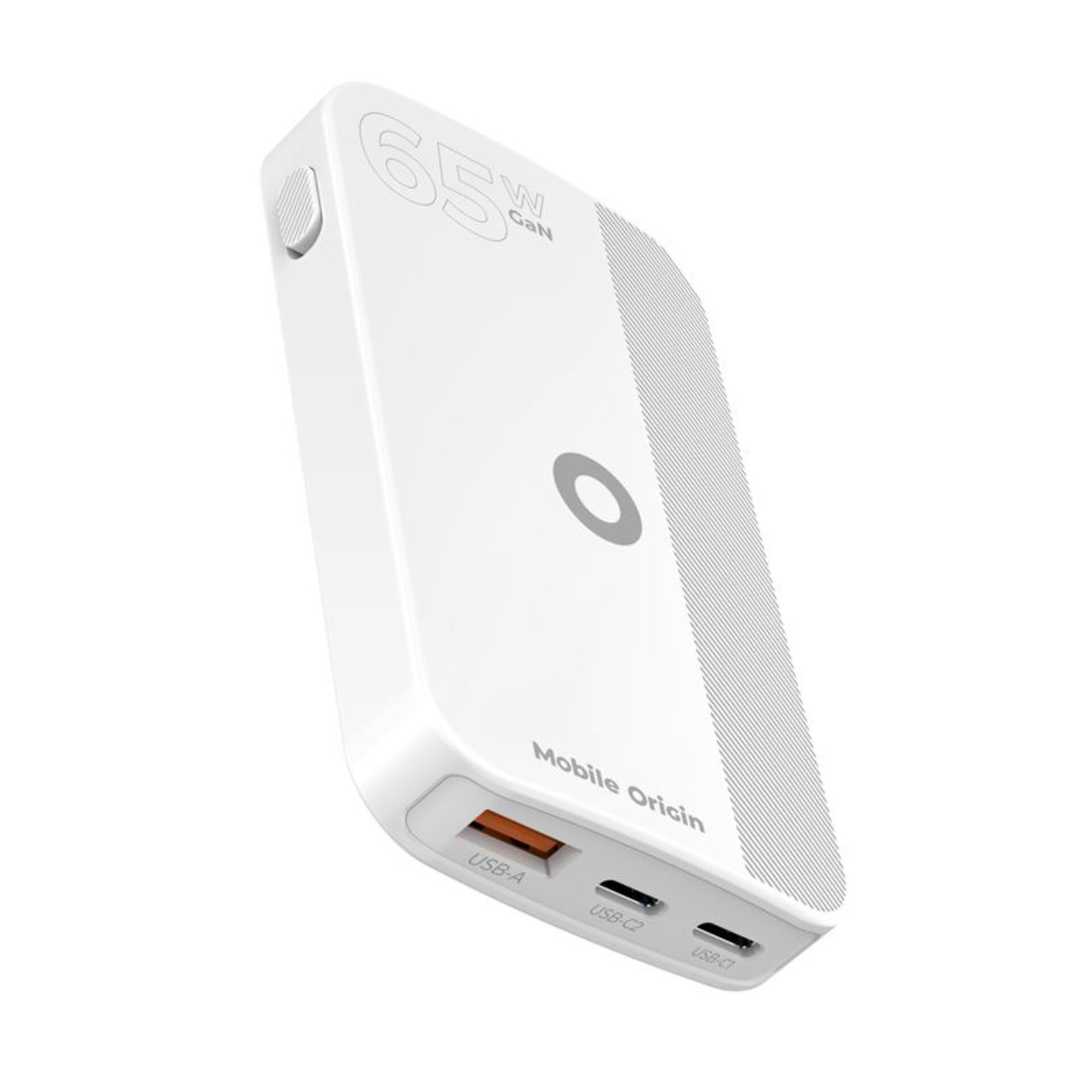 Mobile Origin 65W GaN Slim dual USB-C single USB-A, white