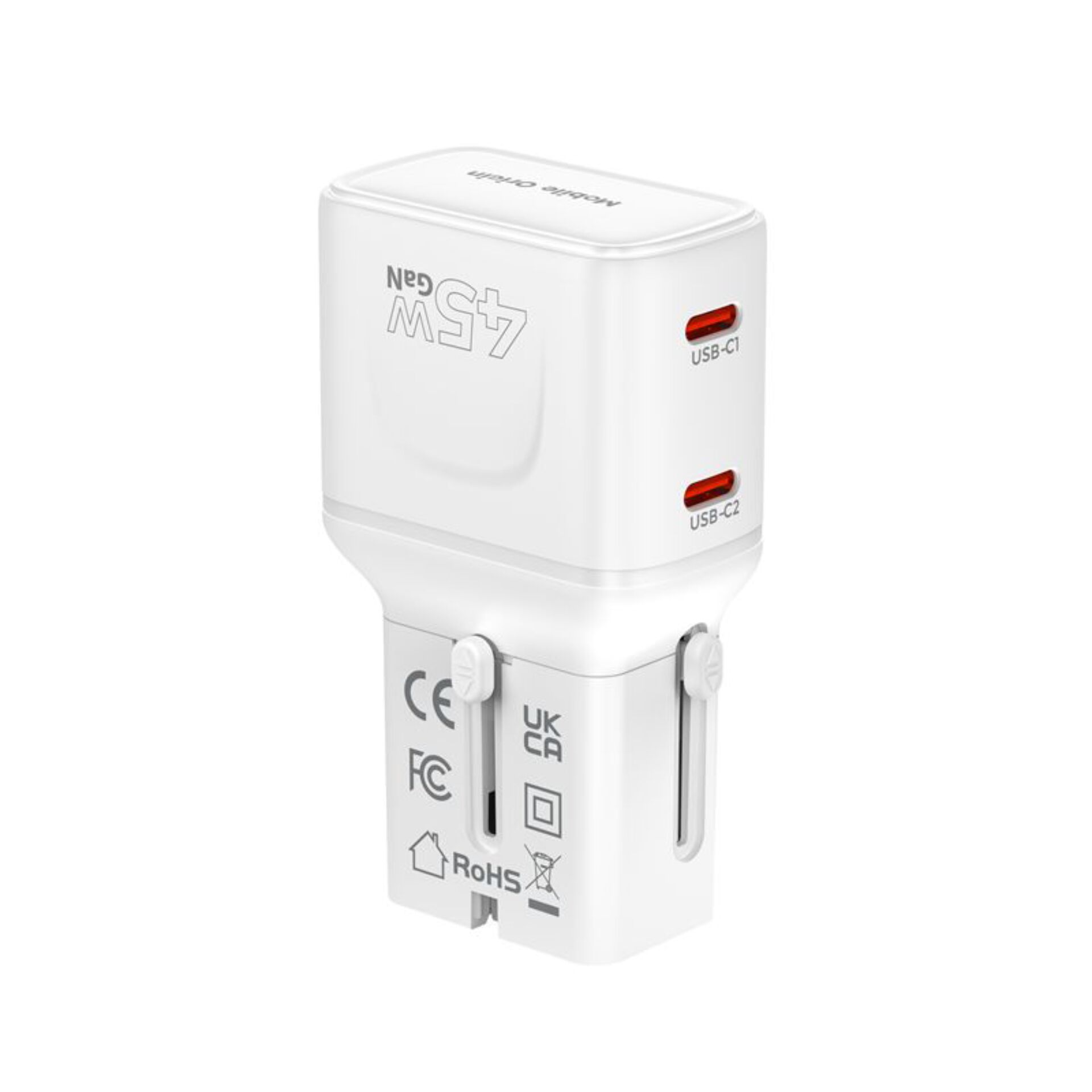 Mobile Origin 45W Travel Adapter EU/US/UK/AU PW26, white