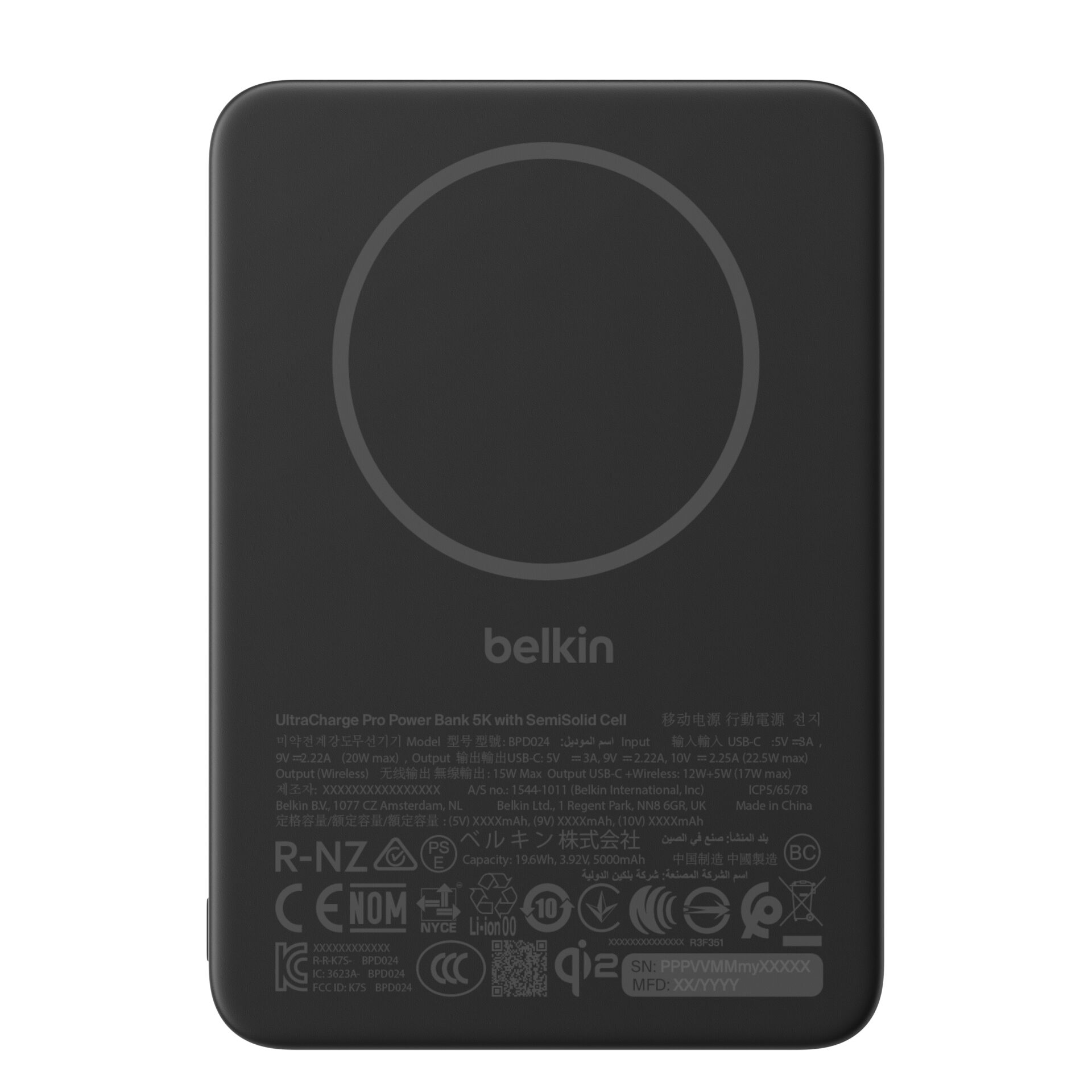 Belkin UltraCharge Pro Slim Magn PB 5.000mAh 15W schw. BPD024hqBK