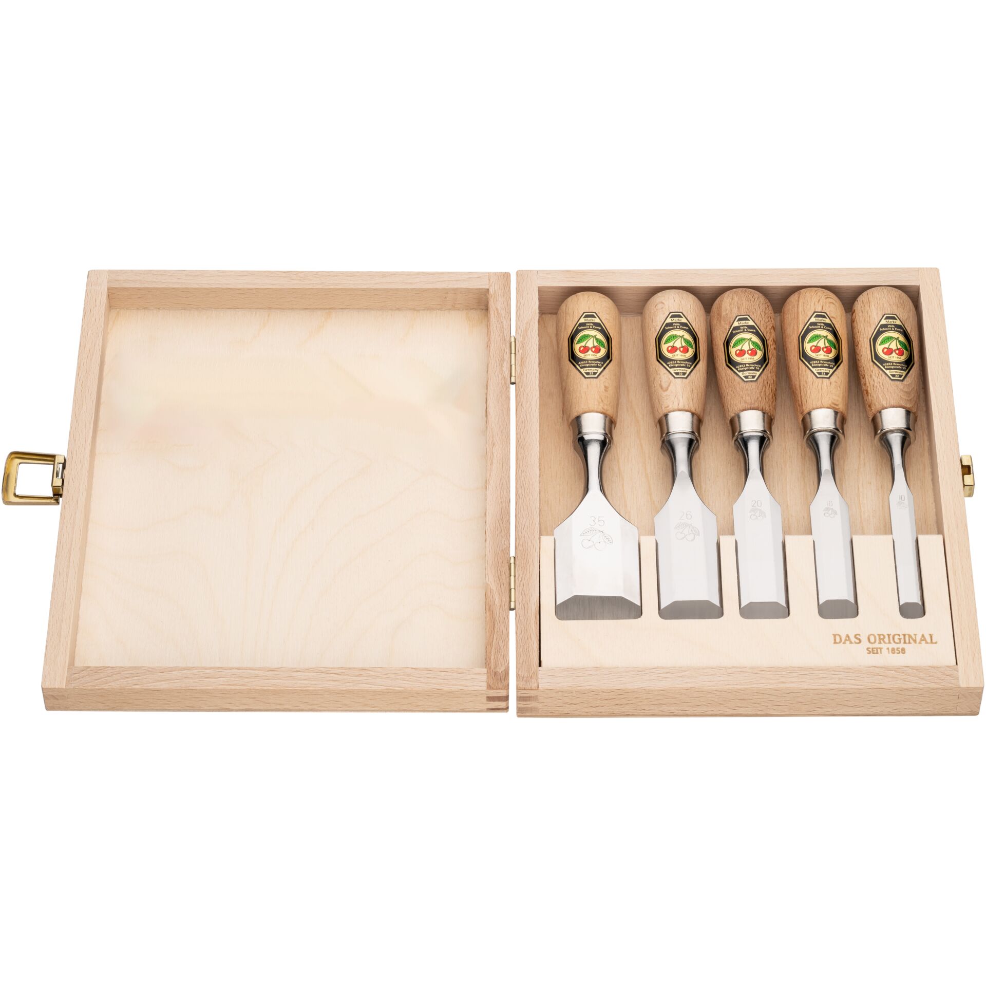 Kirschen Short chisel set in wooden box, 5 pcs.